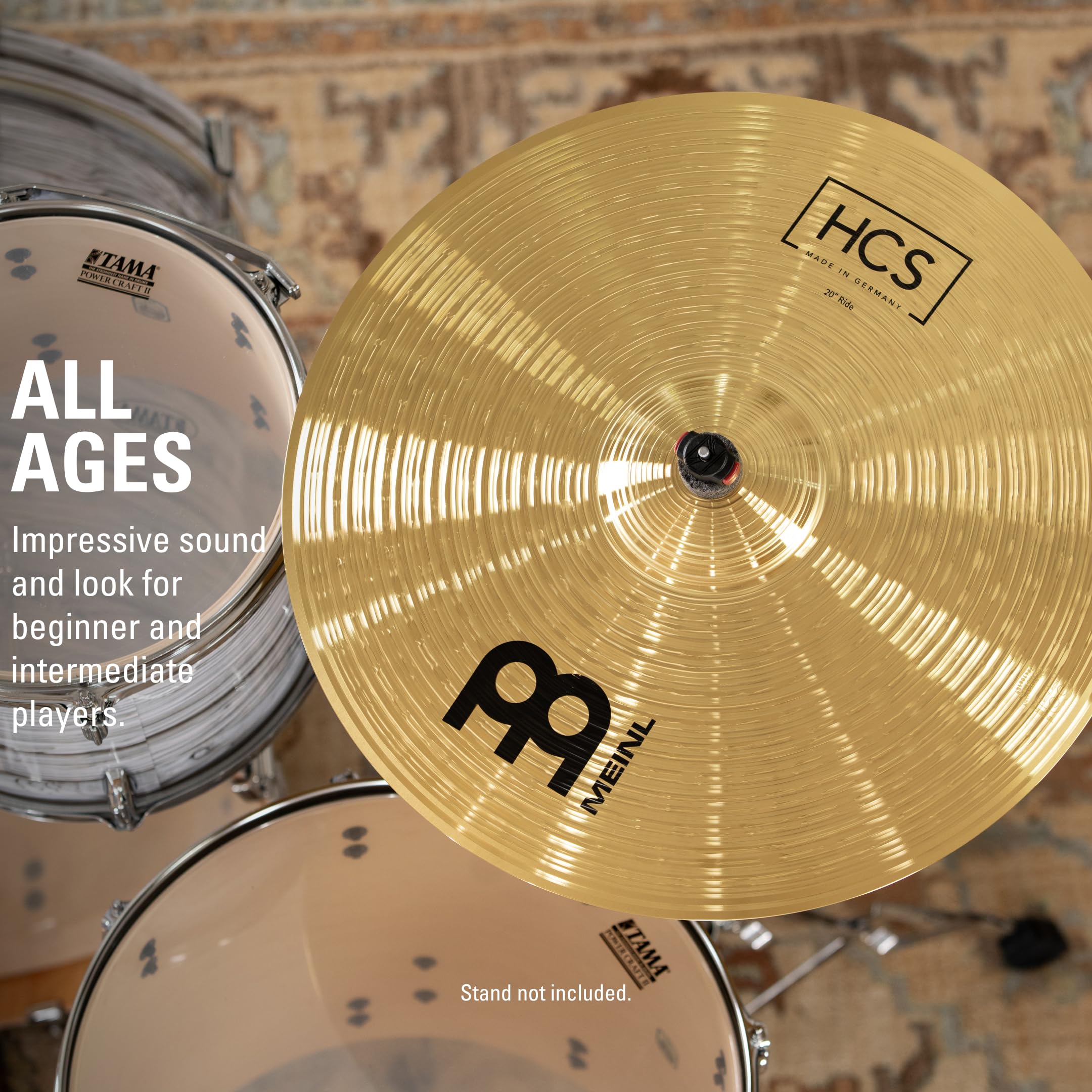 Meinl 20'' Ride Cymbal   Hcs Traditional Finish Brass For Drum Set, Made In Germany, 2 Year Warranty (Hcs20R)