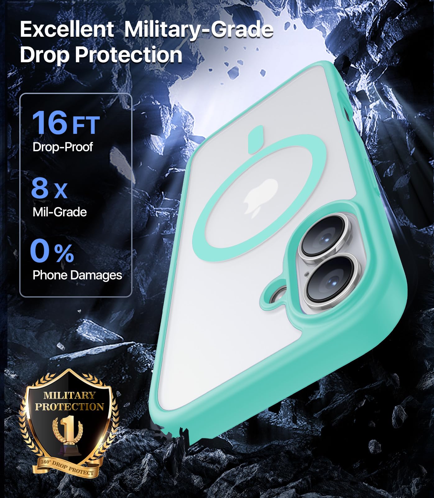 Cahejilu Magnetic For Iphone 16 Case,[Compatible With Magsafe][Military Grade Drop Protection] Anti Fingerprint Translucent Matt