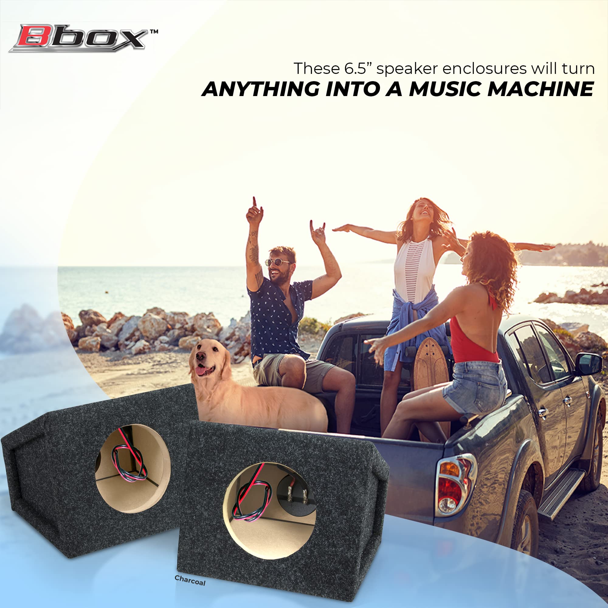 Atrend Pro Audio Tuned Speaker Enclosures Set Of 2 Pieces (6.5 Inch), Charcoal With High Grade 5/8 Inch Mdf Reduces Rattles And