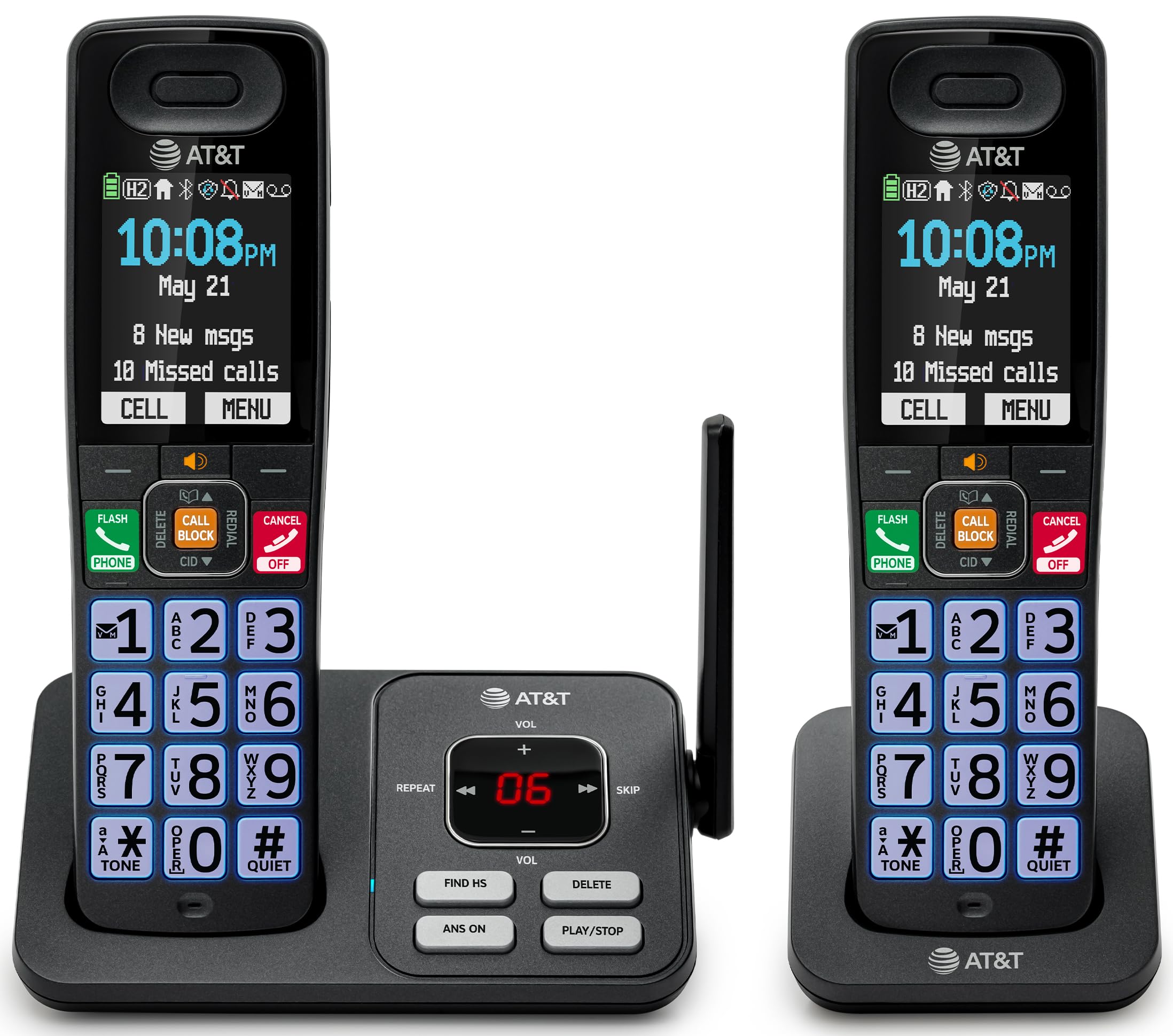 AT&T 2 Handsets Cordless Phone with Answering System  BL1082
