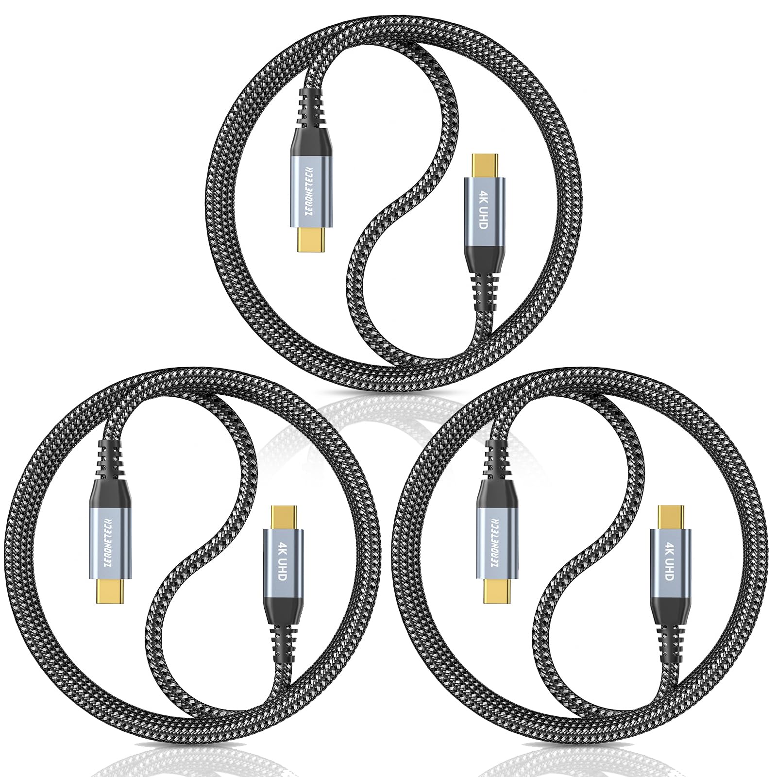 Long Usb C Video Cable, Usb C 3.2 Gen 2 Cable 6Ft 3Pack, 4K Usb C To Usb C Monitor Cable, 100W Fast Charging 20Gbps High Speed D