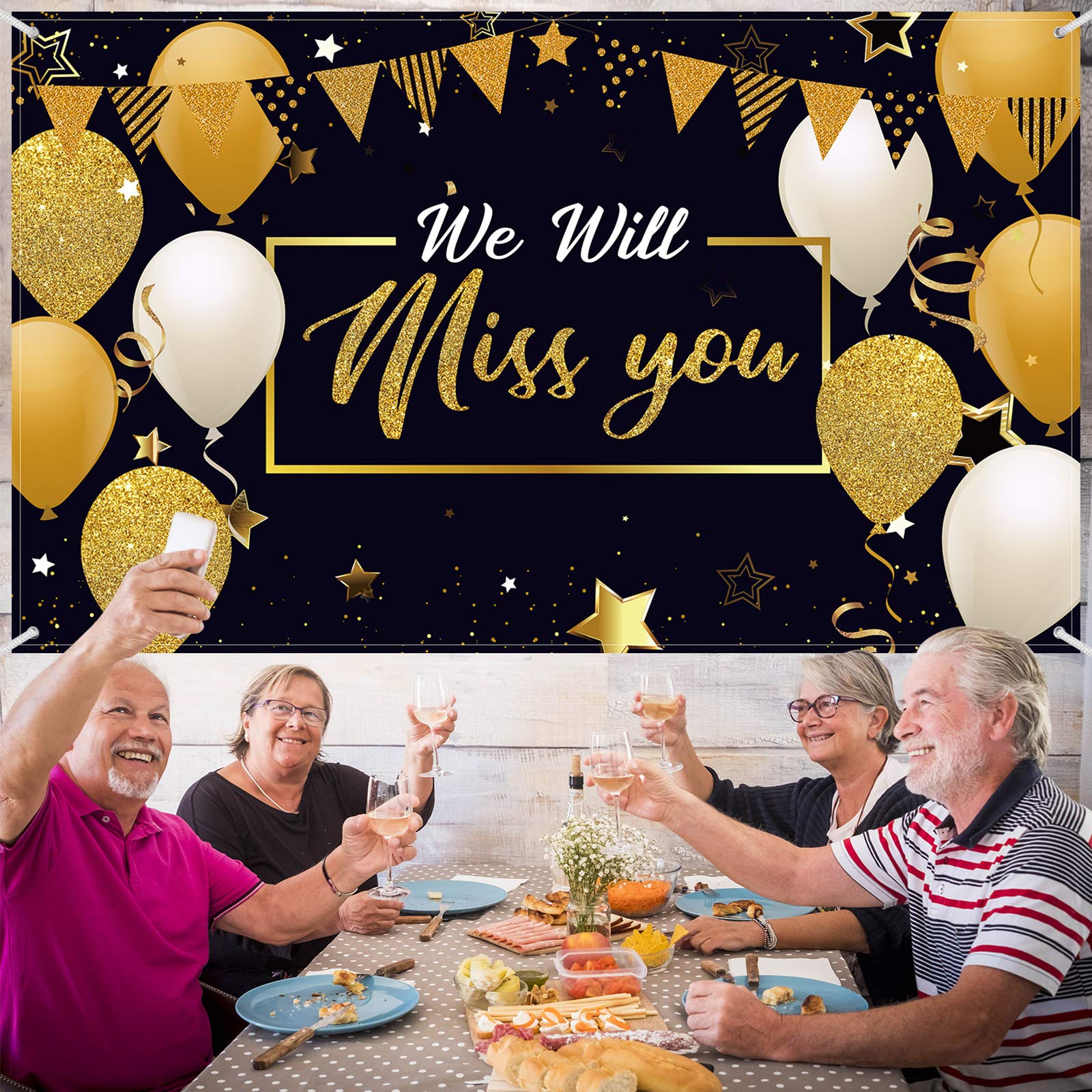 We Will Miss You Party Decorations, Extra Large Going Away Backdrop Miss You Photography Background Banner For Farewell Annivers