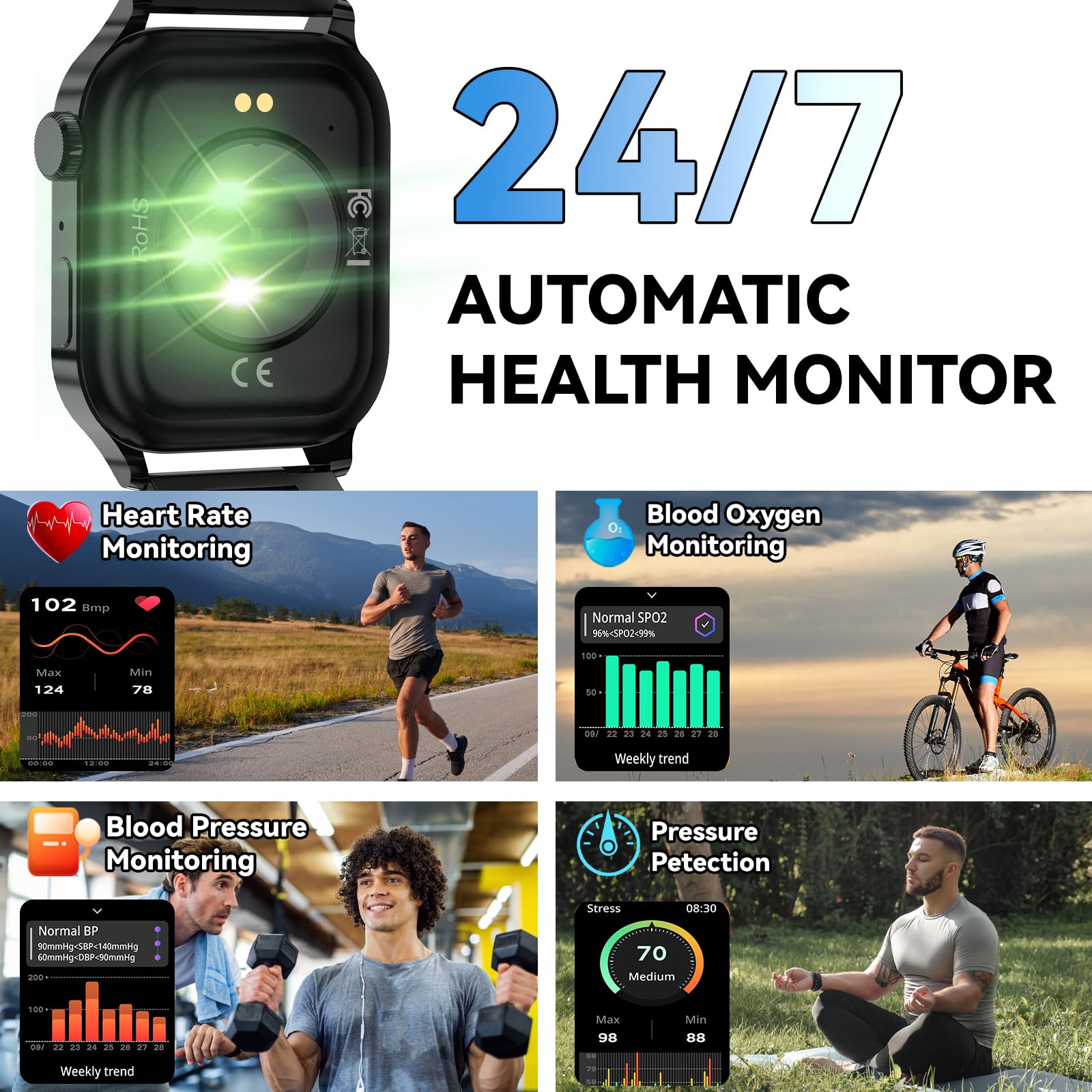 Homailida Smart Watch For Men With Answer/Make Calls, 1.85  Hd Display Fitness Tracker Watch With Waterproof 100+Sports Modes He