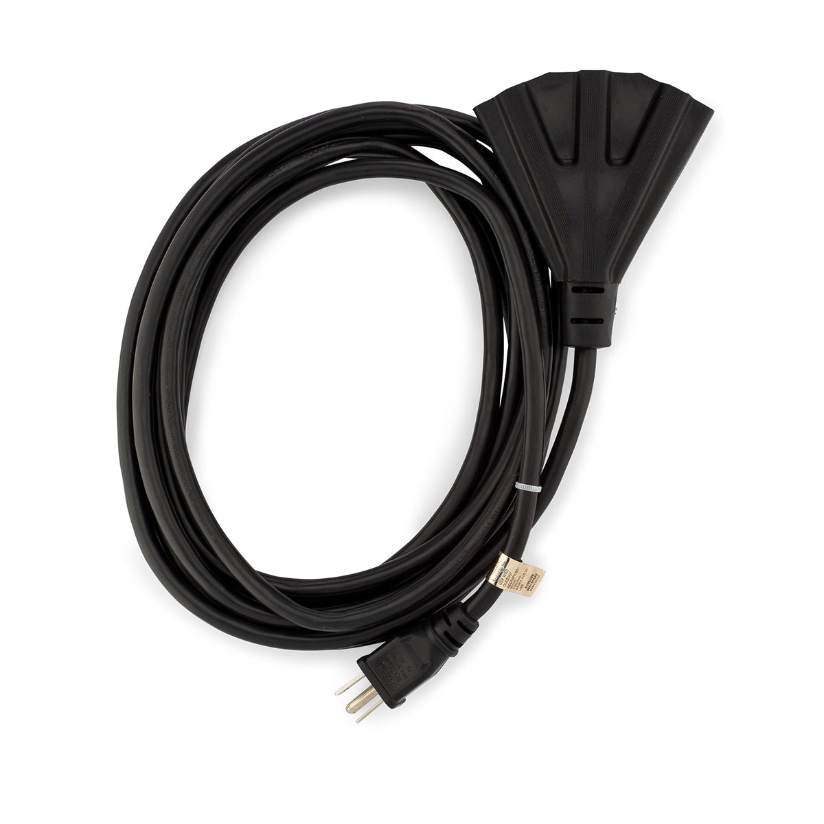 Holiday Lighting Outlet 15-Foot Black Extension Cord, 3-Prong Indoor & Outdoor Splitter, Perfect For Landscape Lighting