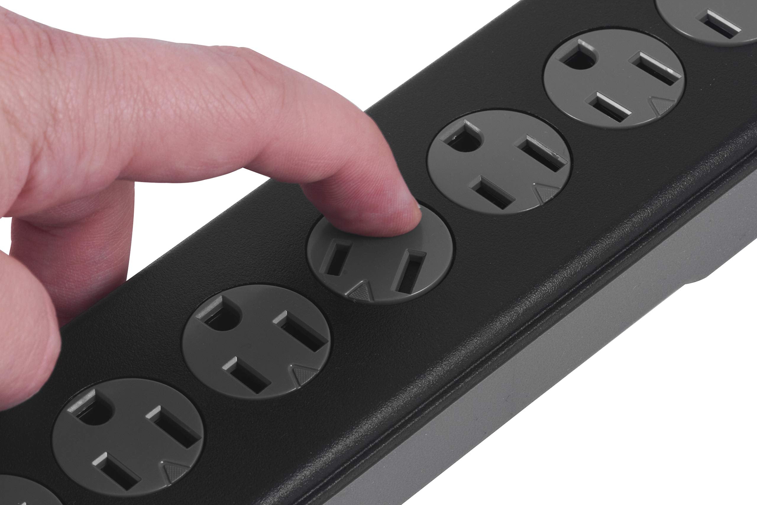 Ge Pro 7 Outlet Surge Protector, 2 Usb Ports, 3 Ft Power Cord, 1300 Joules, Flat Plug, Twist To Close Safety Covers, Indicator L