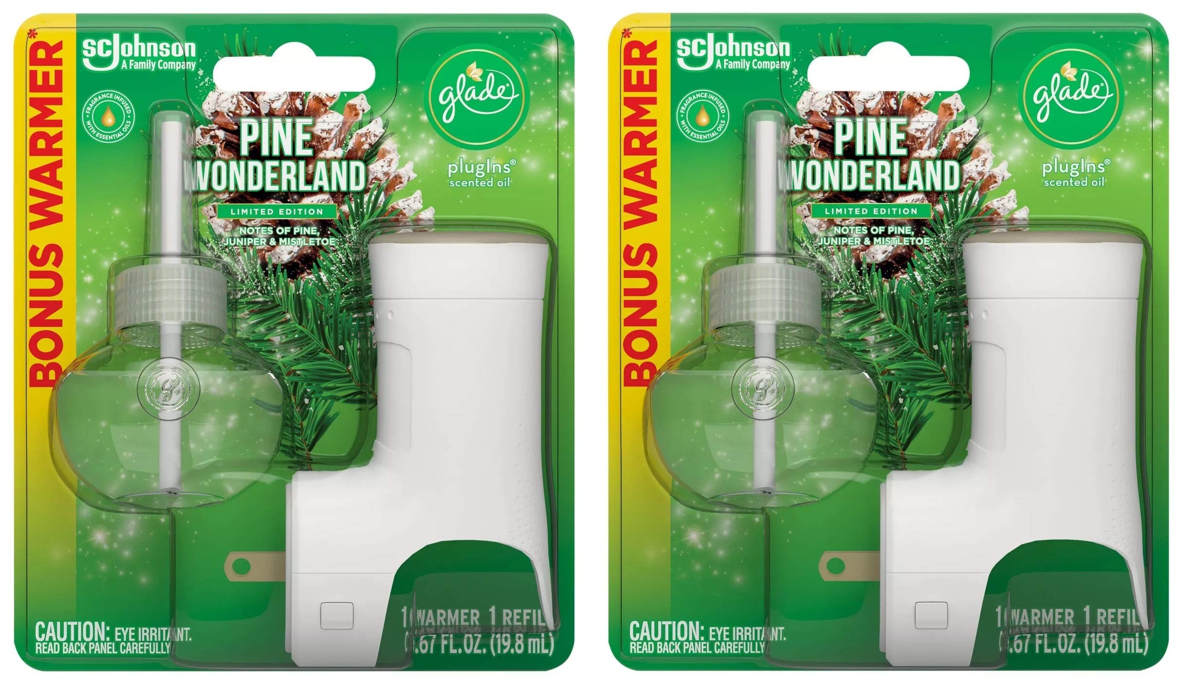 Glade Plugins Scented Oil Refill   Pine Wonderland   1 Count Refill & 1 Count Oil Warmer Per Package   Pack Of 2 Packages