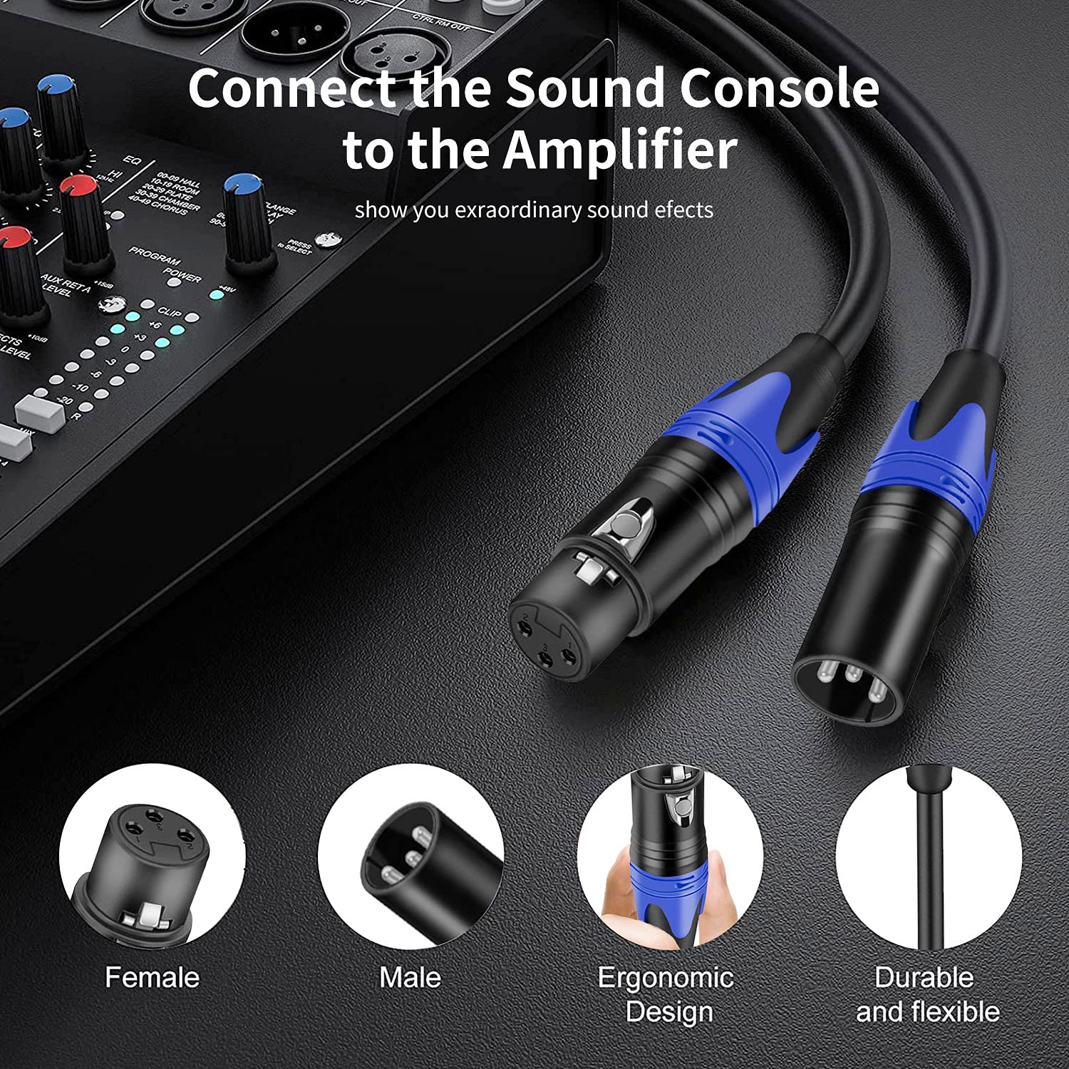 Auxlink Xlr Cable 50Ft 2 Pack, Xlr Microphone Cable Male To Female, Balanced Xlr Cable Suitable For Preambles, Speaker Systems,