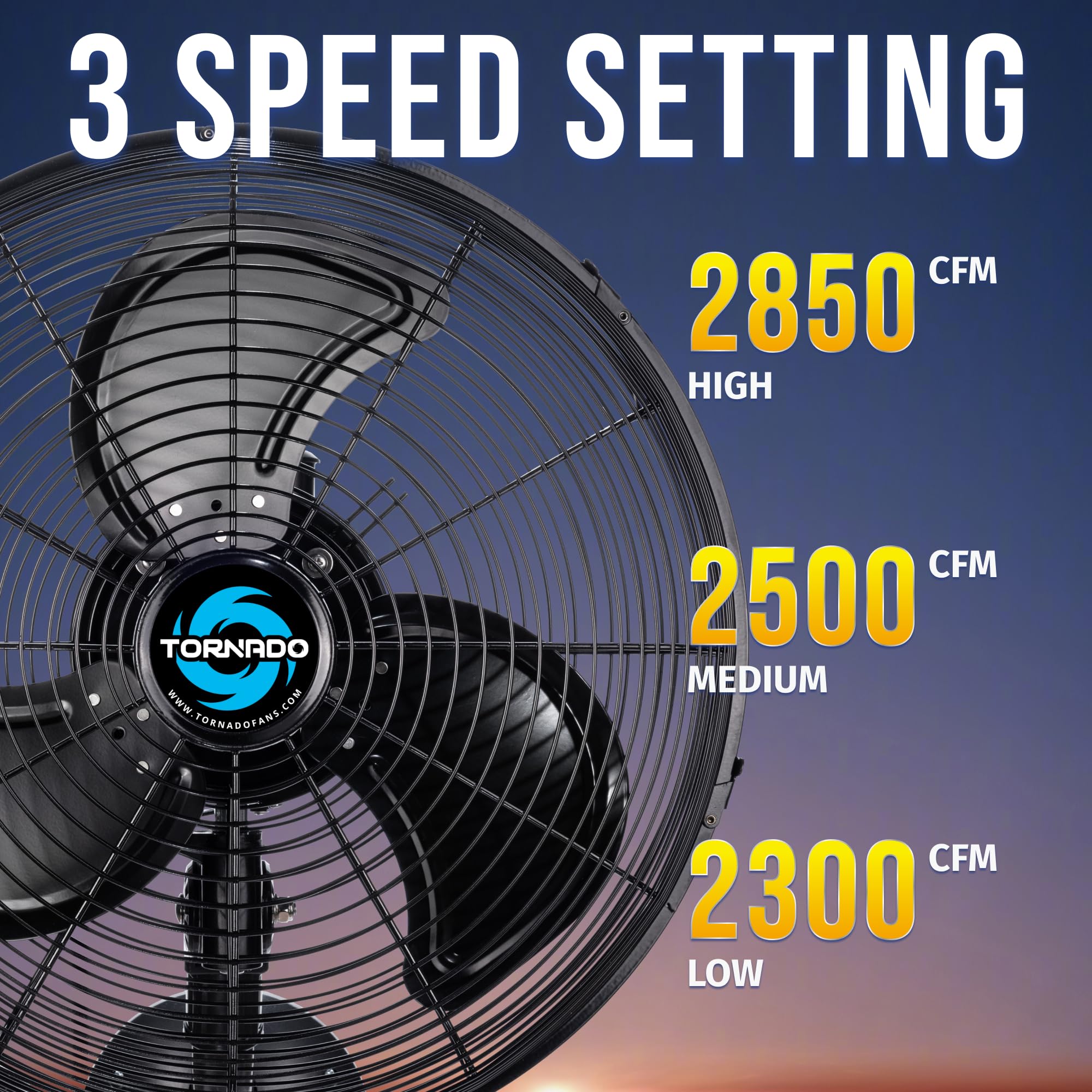 Tornado 16-Inch Pro Series Waterproof Outdoor Oscillating Wall Mount Fan - Heavy-Duty High-Velocity Metal Fan For Industrial, Co