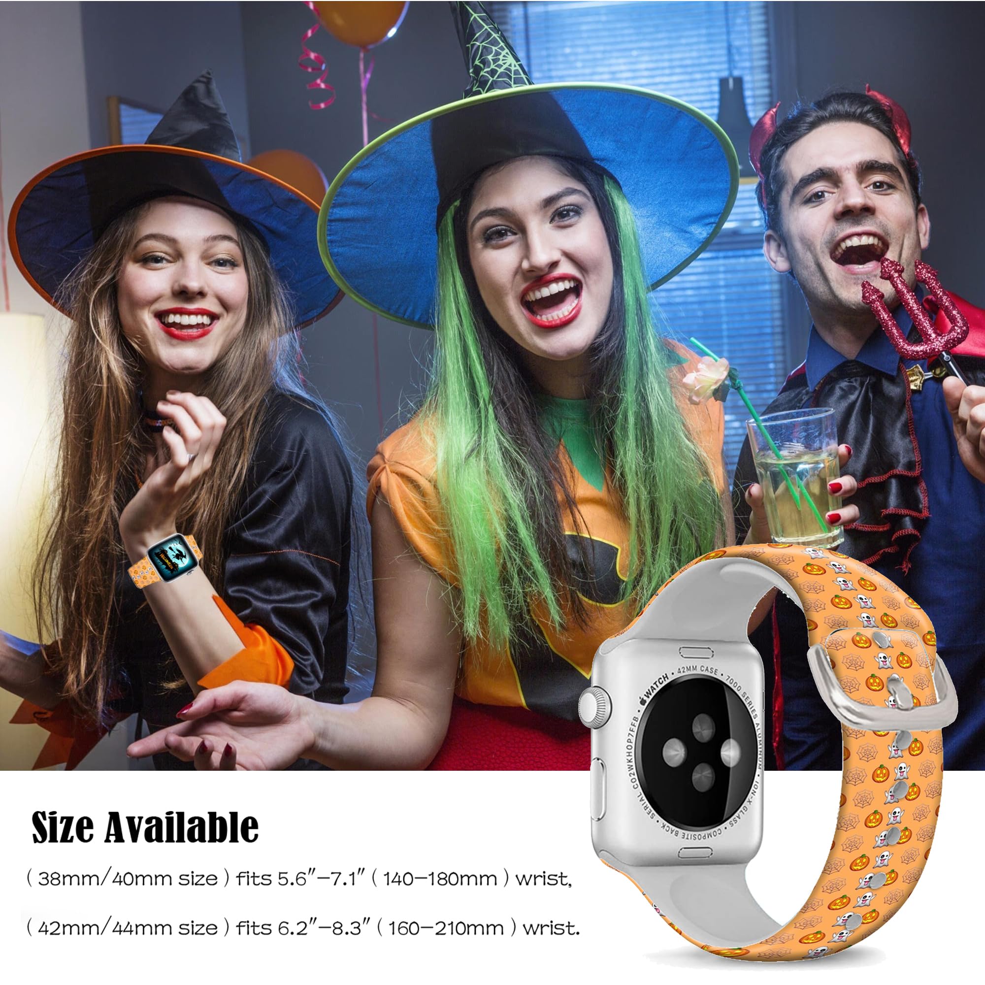 Doo Uc Halloween Decorations Floral Bands Compatible With Apple Watch 38Mm 40Mm 41Mm For Men Women Girls, Funny Pumpkin Ghost Si
