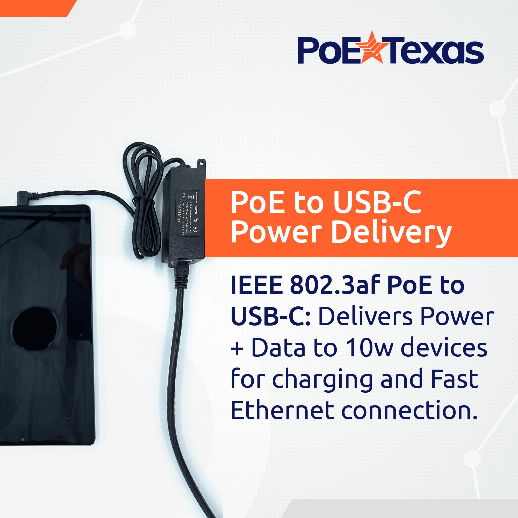 Poe Texas Poe Power For Usb C Devices, Including Google Wifi & Raspberry Pi   For Pos Systems, Digital Signage & More, 802.3Af P