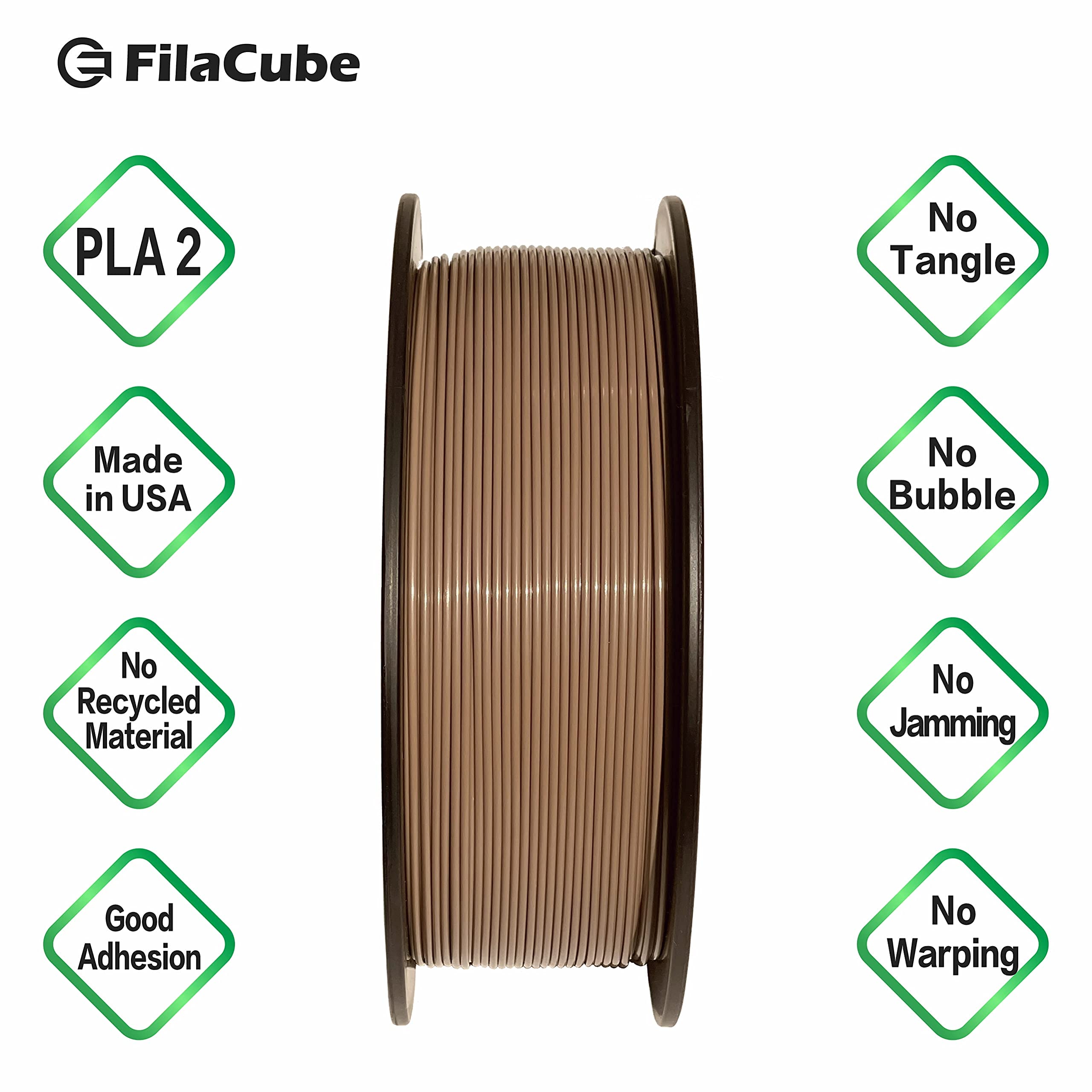 Grayish Brown Pla 3D Printer Filament 1.75Mm 1Kg   Filacube Greyish Brown Pla 2 1.75 Mm Printing Plastic, Made In Usa Pantone Pm