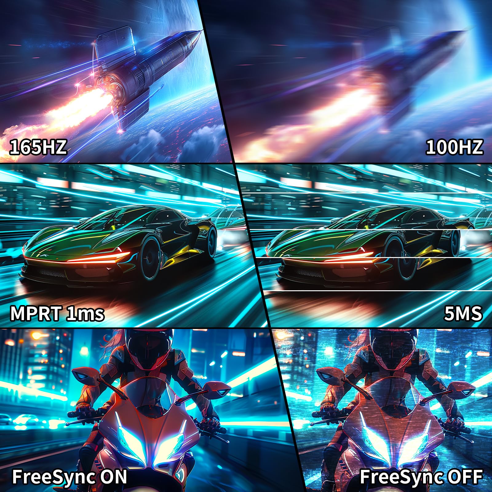 Sansui 34 Inch Curved Gaming Monitor Uwqhd 3440 X 1440 165Hz Curved 1500R   Pip/Pbp, 1Ms(Mprt), Hdr, 300Nits, Srgb 125%, Dci P3