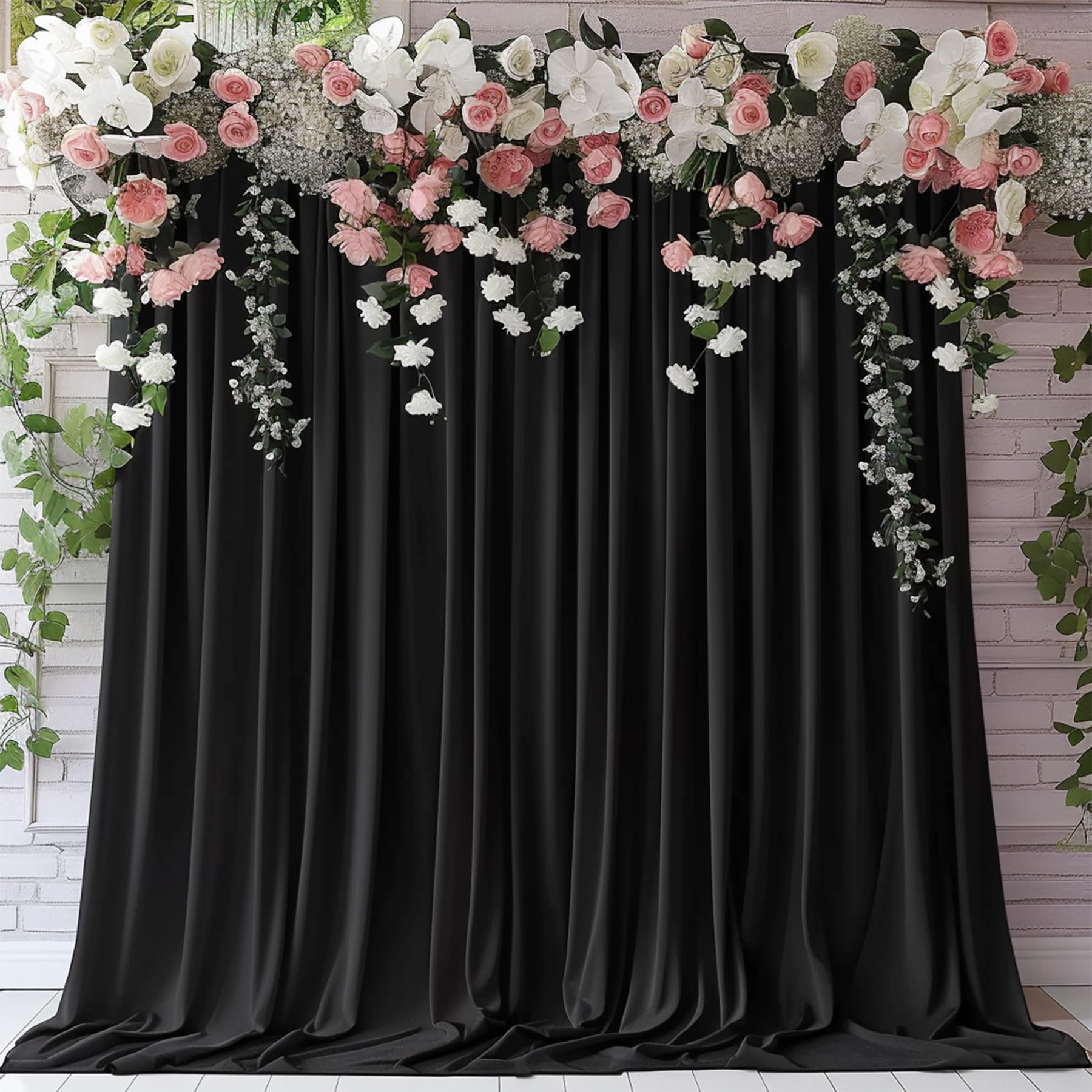 10X10Ft Black Backdrop Curtains For Parties Wedding Baby Shower Curtain Backdrop For Birthday Stage Background Decorations Thick