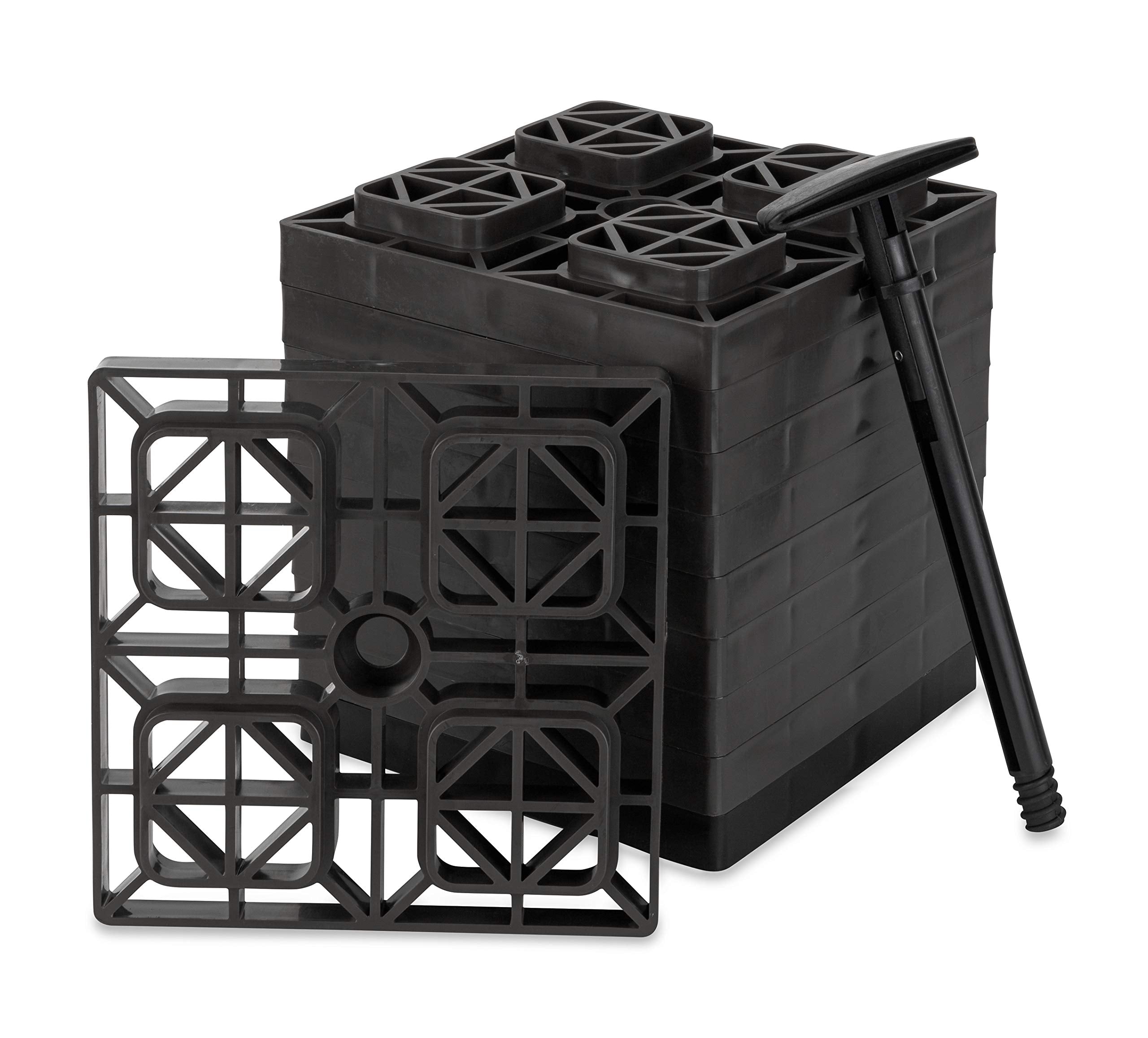 Camco Fasten Camper/Rv Leveling Blocks - Features Interlocking Design For Customizable Height - Carrying Handle Twists To Secure,WBAUVB00T36JXSW