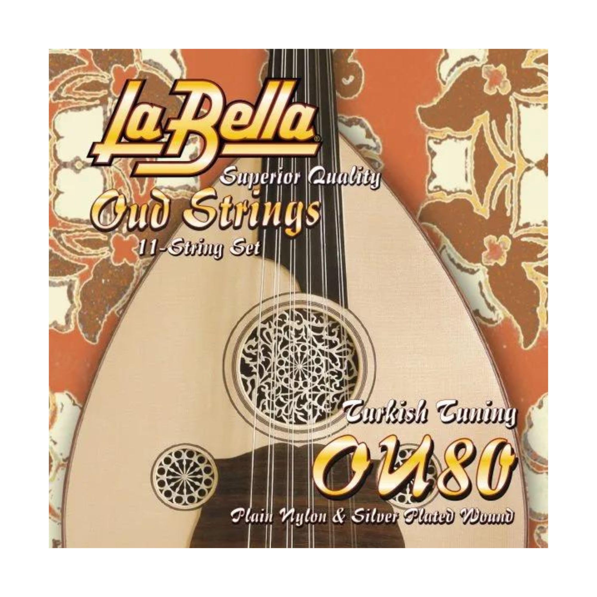 La Bella Ou80 Oud Turkish Tuning Plain Nylon Silver Plated Wound Strings