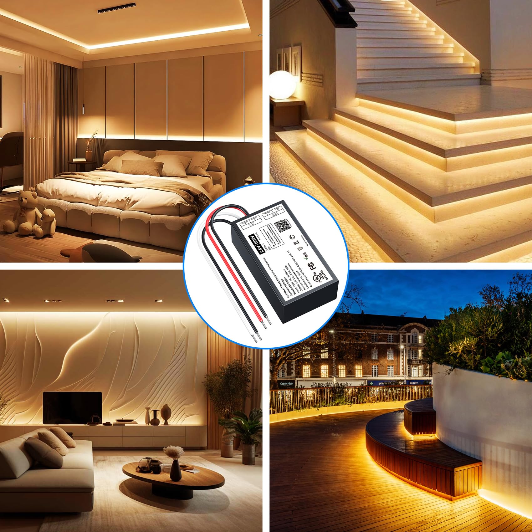 60W 24V Dimmable Led Driver, Triac/Elv/Mlv Ac To Dc Power Supply For Led Light, Halogen Bulb, Led Transformer Compatible With Lu