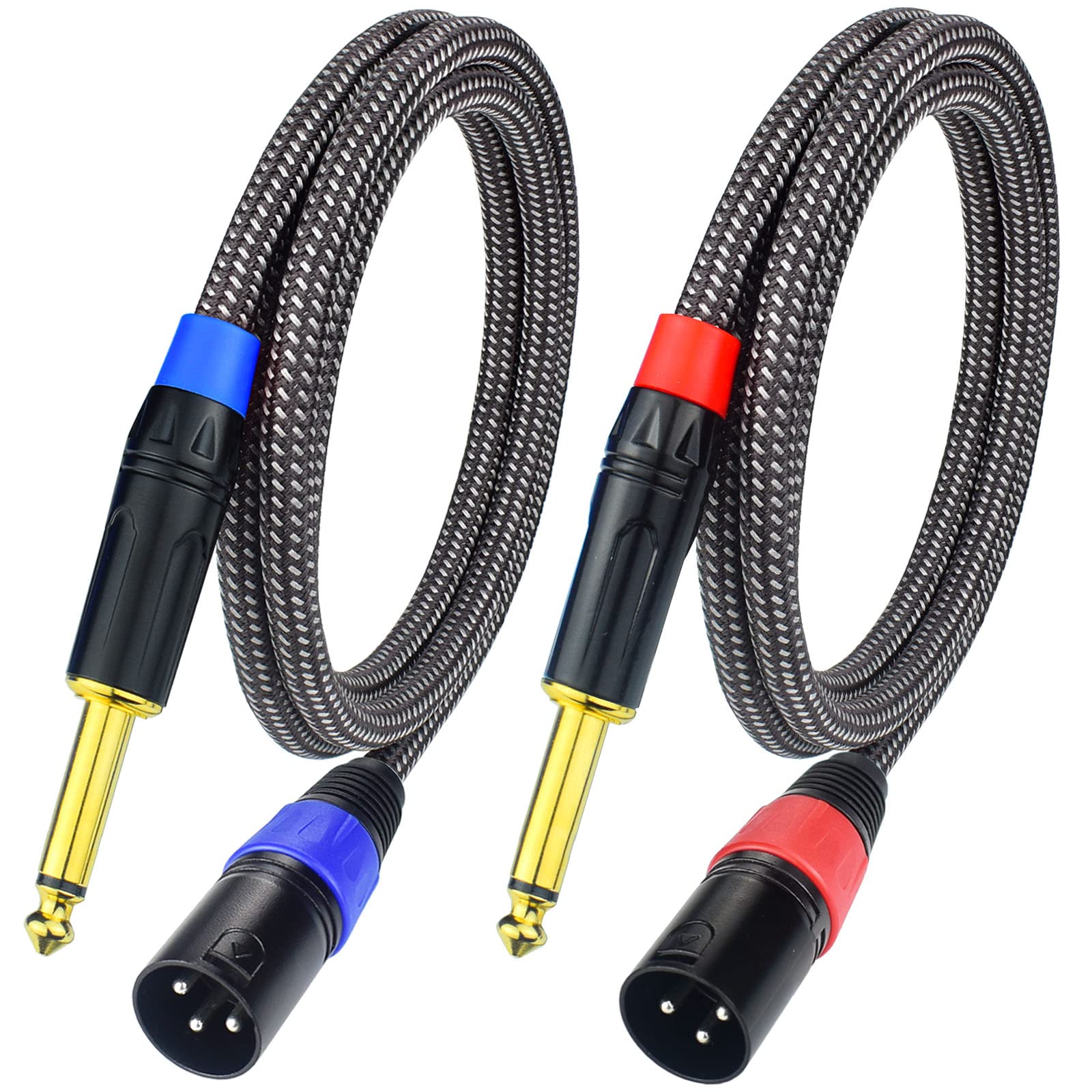 Ihurllu Unbalanced 1/4 TS Mono to XLR Male Microphone Cable, 10Feet 6.35mm Quarter inch to XLR Audio Patch Cord, Nylon Braided H
