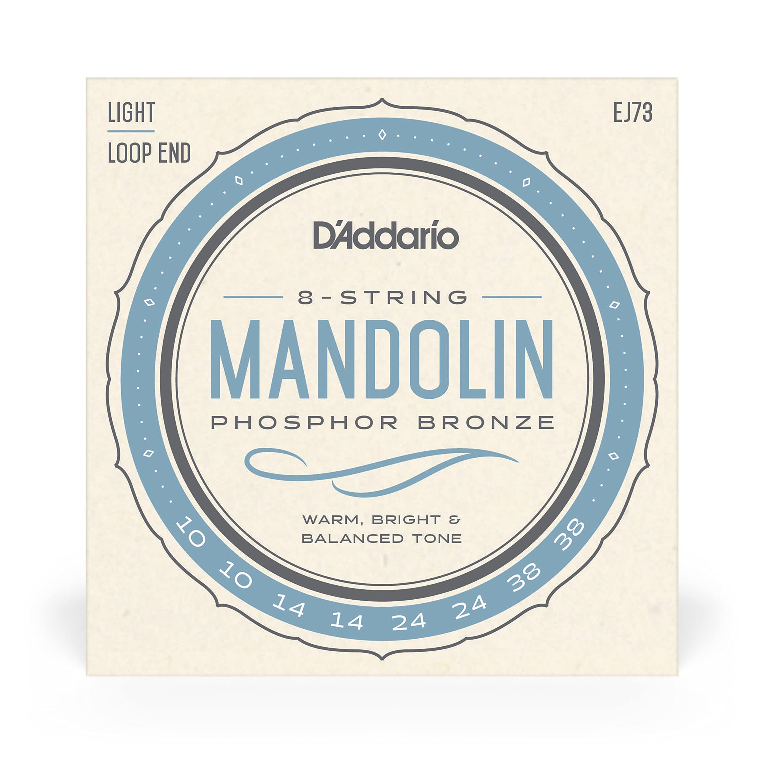 D'Addario Mandolin Strings   Mandolin Strings   Phosphor Bronze   For 8 String Mandolin   Rich, Full Tonal Spectrum   Ej73   Lig