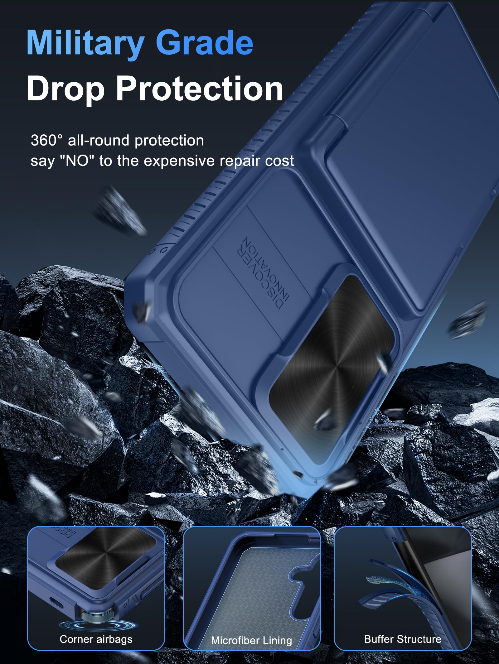 Vihibii For Samsung Galaxy S24 Plus Wallet Case With Card Holder (4 Cards) & Slide Camera Lens Protective Cover & Kickstand, Hea