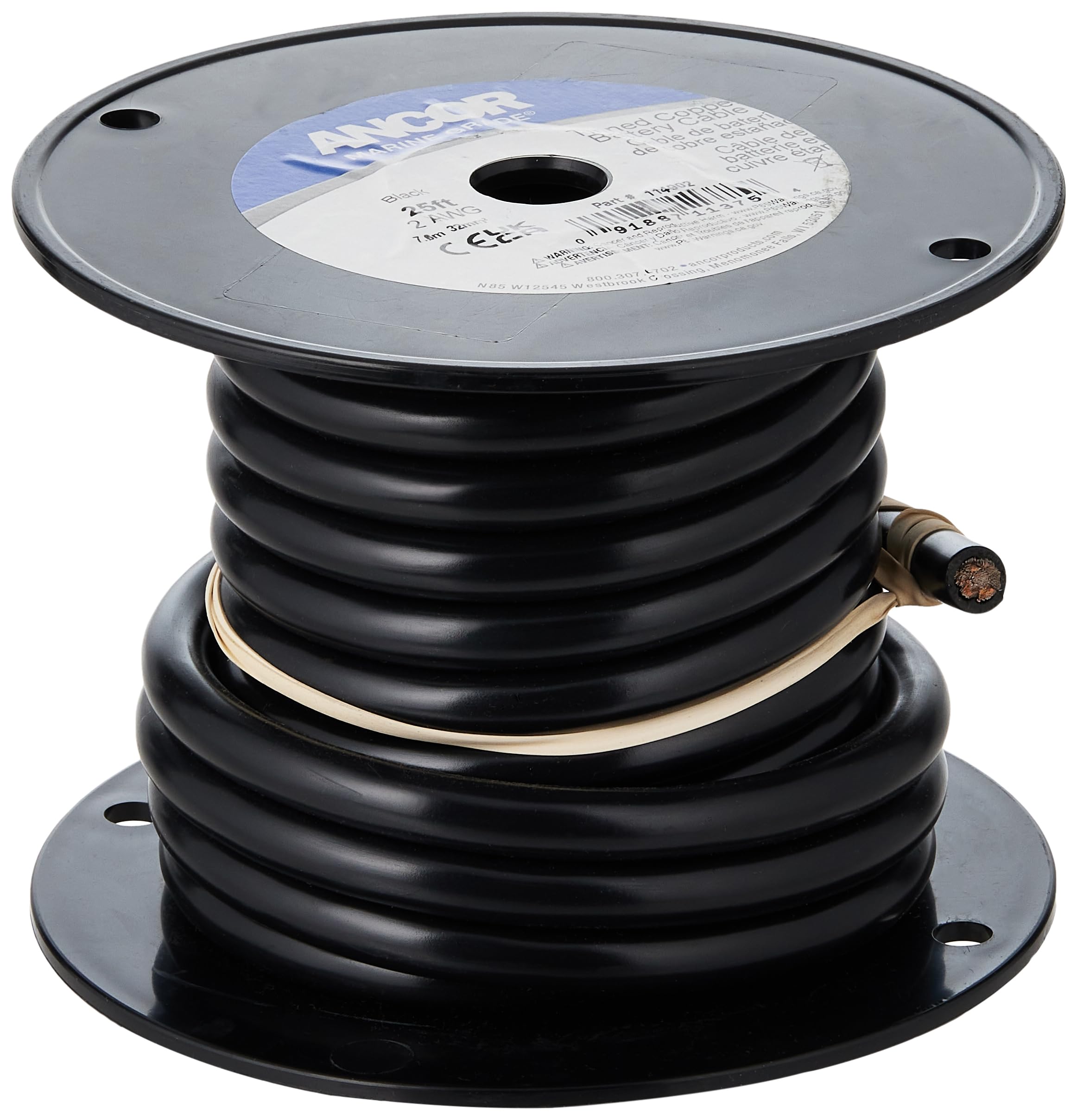 Ancor 114025 Tinned Copper Battery Cable, 2 Awg (32Mm2), Black - 250Ft,WBHDWB000NV0GVE