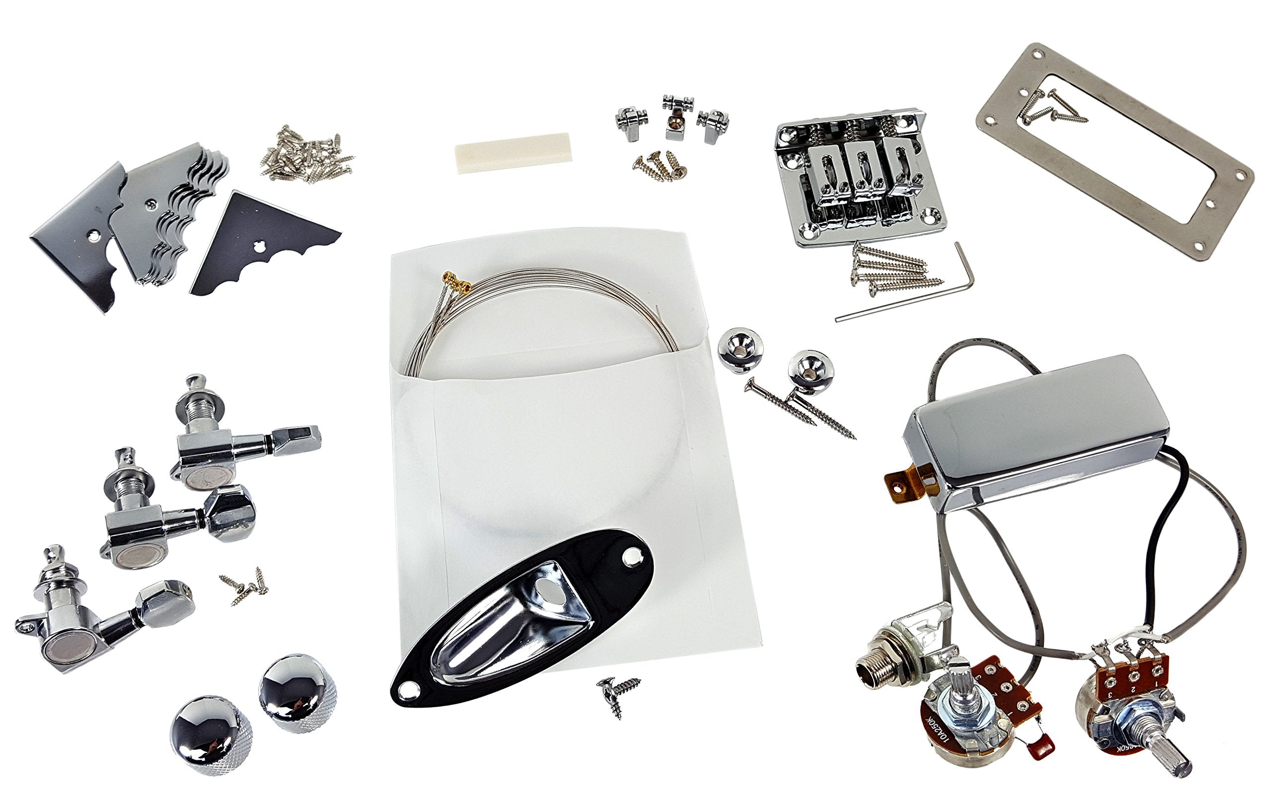 Chrome Hot Rod'' Electric 3 String Cigar Box Guitar Parts Pack   Build A Screaming Blues Machine