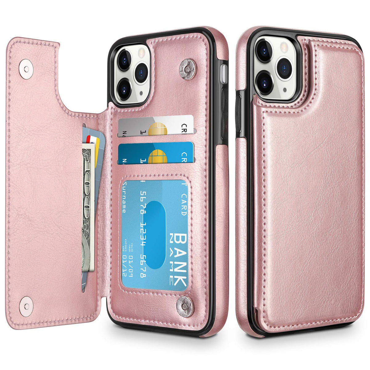 Hiandier Wallet Case For Iphone 11 Pro Case Slim Protective Case With Credit Card Slot Holder Flip Folio Soft Pu Leather Magneti