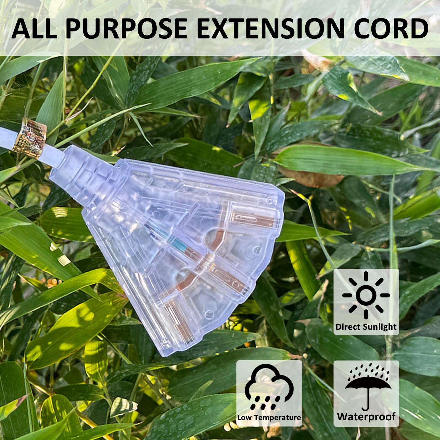 Yojoe 3 Outlets Indoor Outdoor Extension Cord With Lighted End, 3 Prong 15A Weatherproof Power Cord, 12 Gauge Heavy Duty 10 Ft W