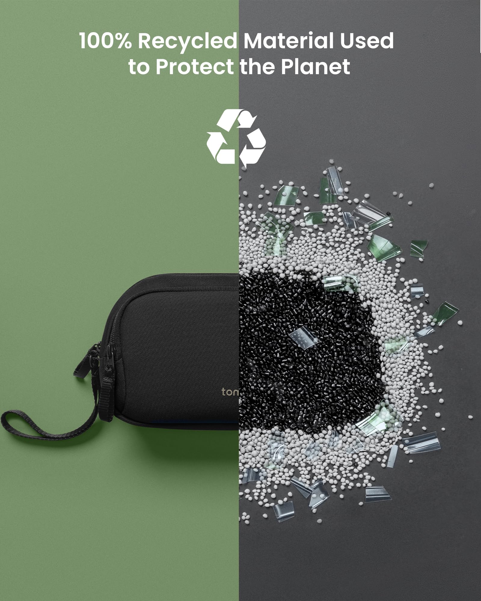 Tomtoc Electronic Organizer Travel Case, Water Resistant Dual Compartment Tech Pouch Cable Organization Storage Bag For Charger,