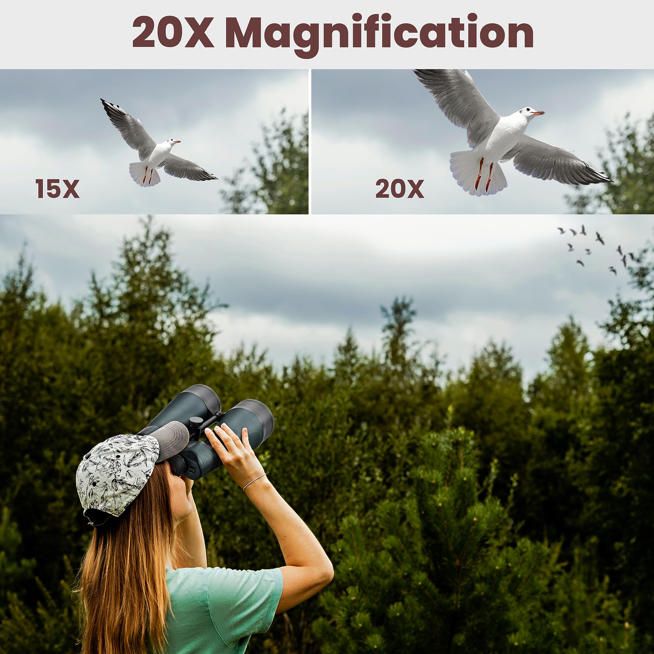 Esslnb Astronomy Binoculars, 20X80 Binoculars For Adults, Outdoor Waterproof Binoculars For Bird Watching Travel Stargazing With