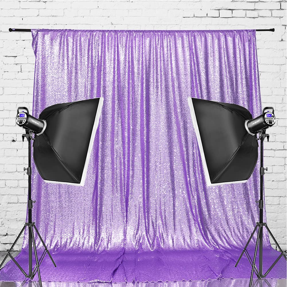 Eternal Beauty Lavender Sequin Backdrop Curtains, 8X8 Shimmer Drapes For Party Weddding Decoration
