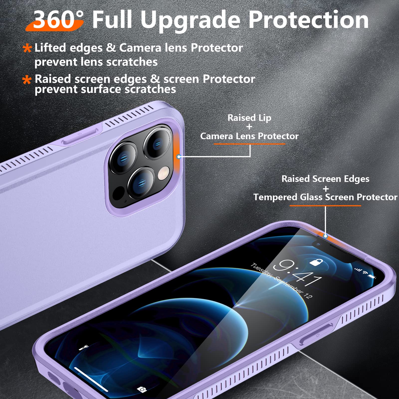 Red2Fire For Iphone 12 Pro Max Case [Military Grade Drop Protection] Non Slip Heavy Duty Full Body Shockproof Protection Phone C