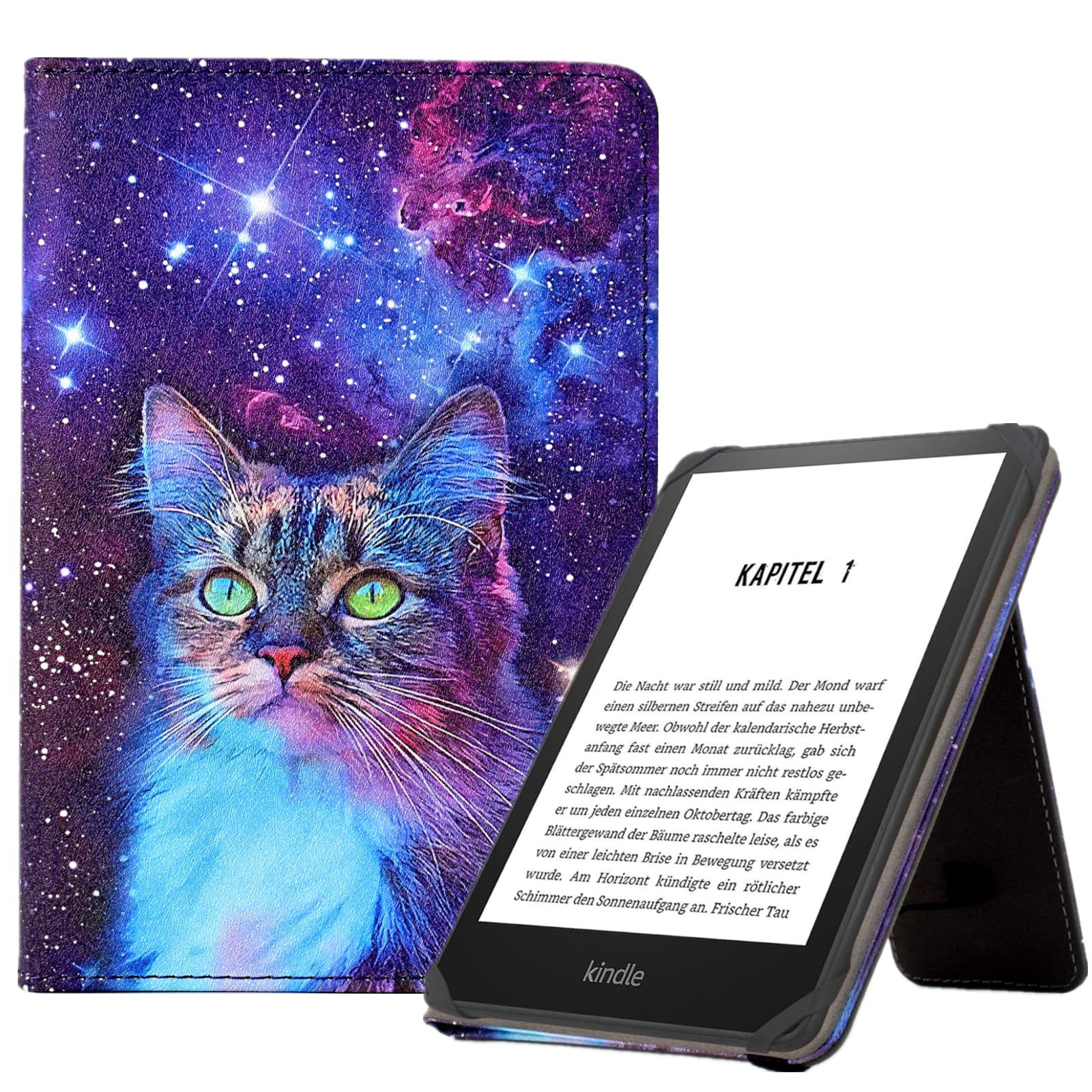 KEROM Universal 6 inch eReader Case, Universal eReader Case 6 inch, PU Leather Stand Cover with Hand Strap for All 6   Kindle/