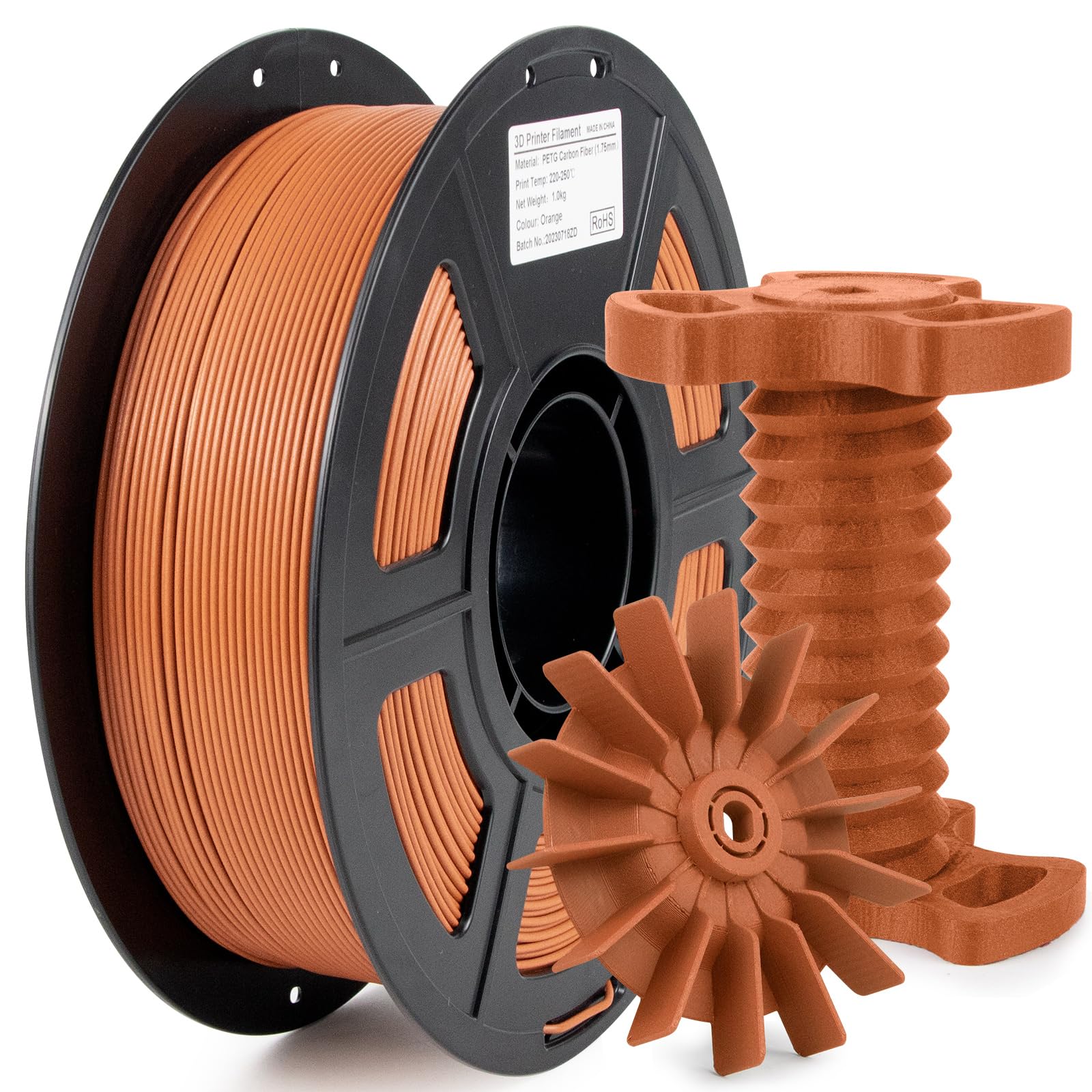 IEMAI PETG Carbon Fiber Filament 1.75mm Orange 1kg, Reinforced PETG CF 3D Printer Filament, Heat-Resistant, High Strength & Rigi