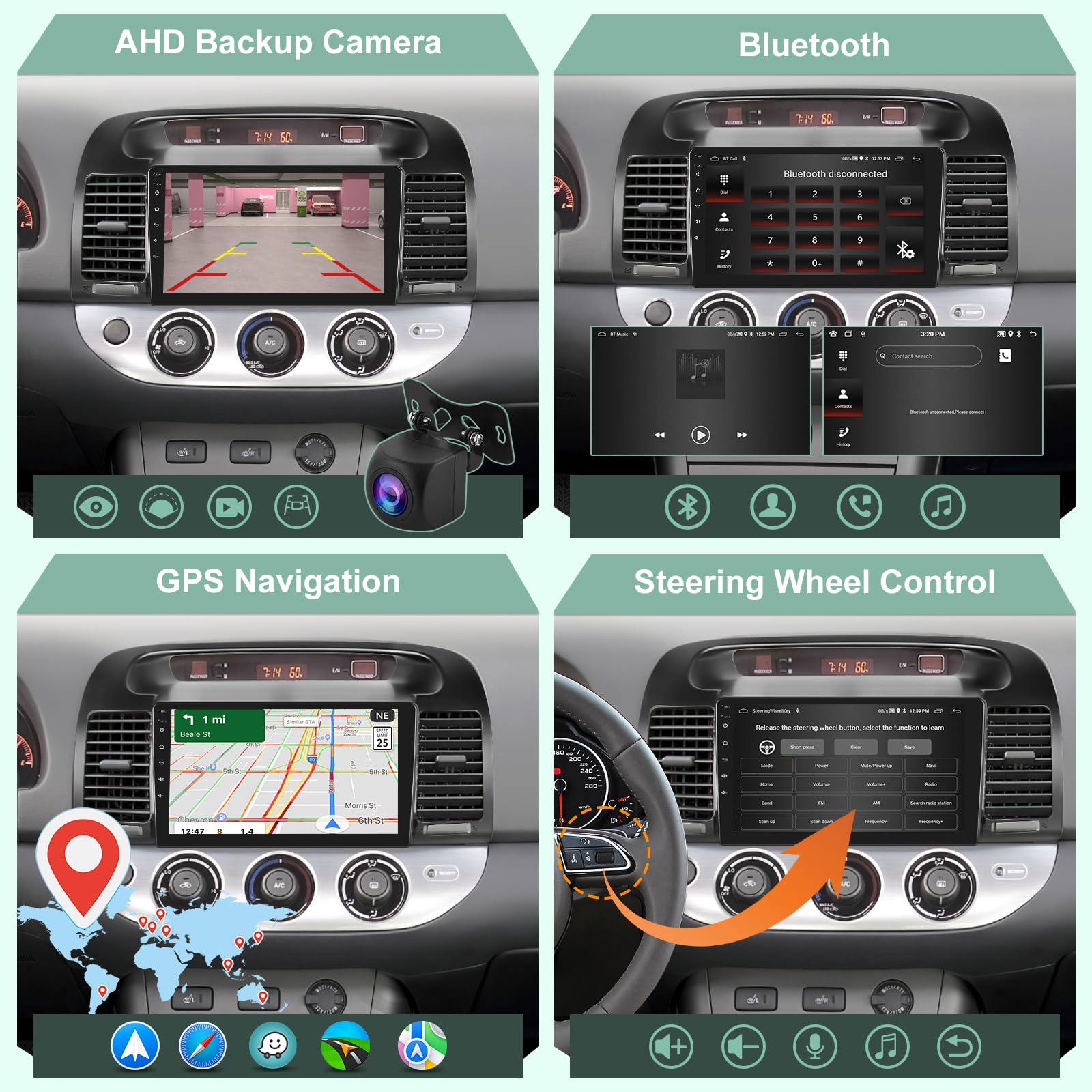 [2G+64G] Android 13 Car Radio For Toyota Camry 2000 2001 2002 2003 2004 2005 2006, 9 Inch Touch Screen Stereo, Carplay/Android A