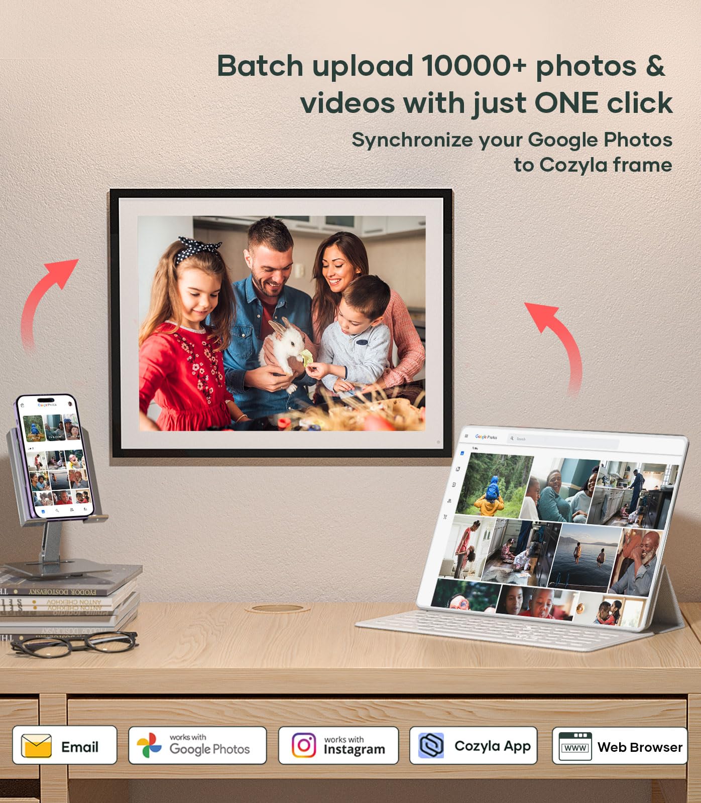 Cozyla Canvas Digital Picture Frame Large 17 Inch Free Unlimited Storage Ai Powered Send Pictures And Videos Via Google Photos E