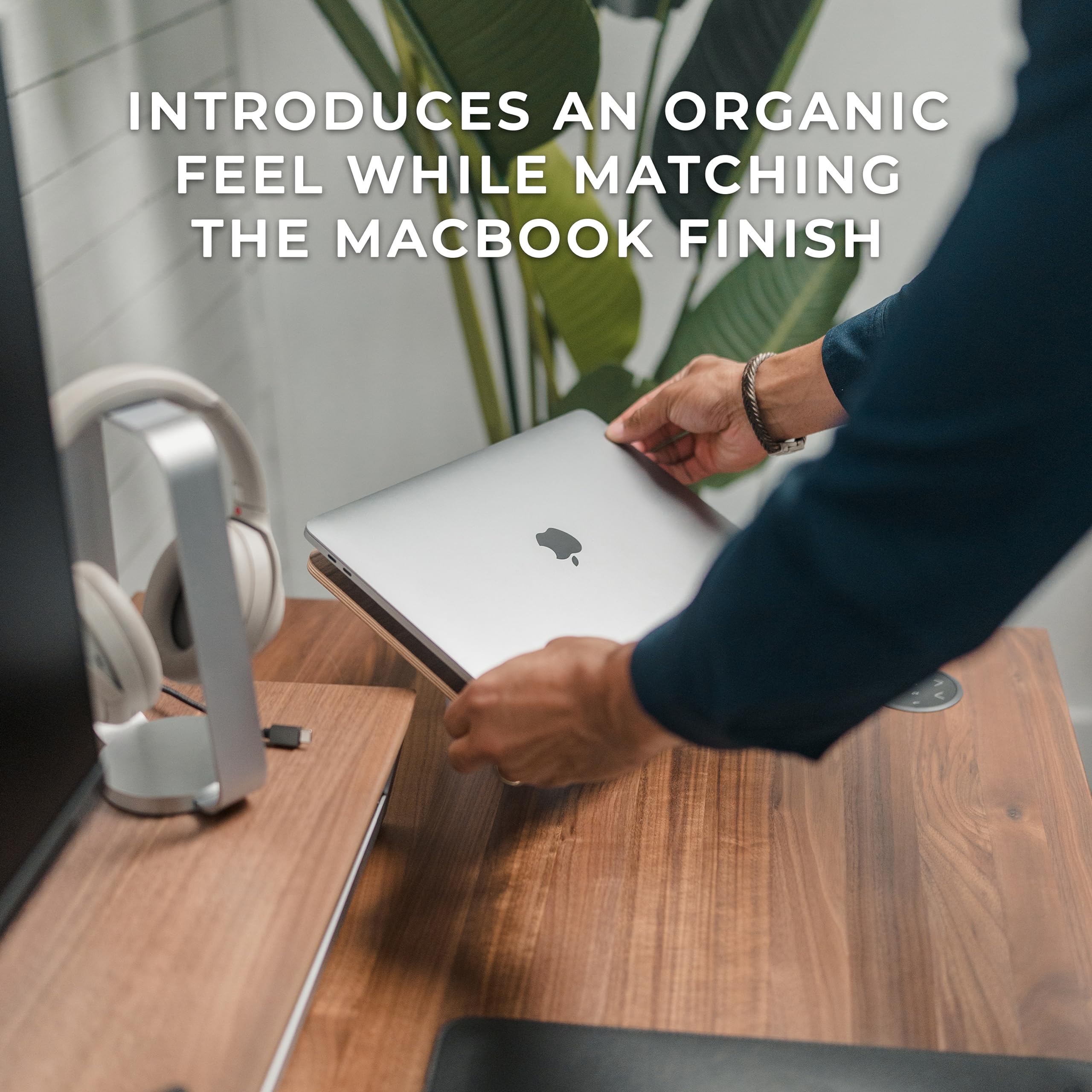 Humancentric Portable Electronic Device Stand   Black Walnut Wood Laptop Stand, Ergonomic Computer Stand For Laptop, Compatible With Macbook Stand Up To 16 Inches