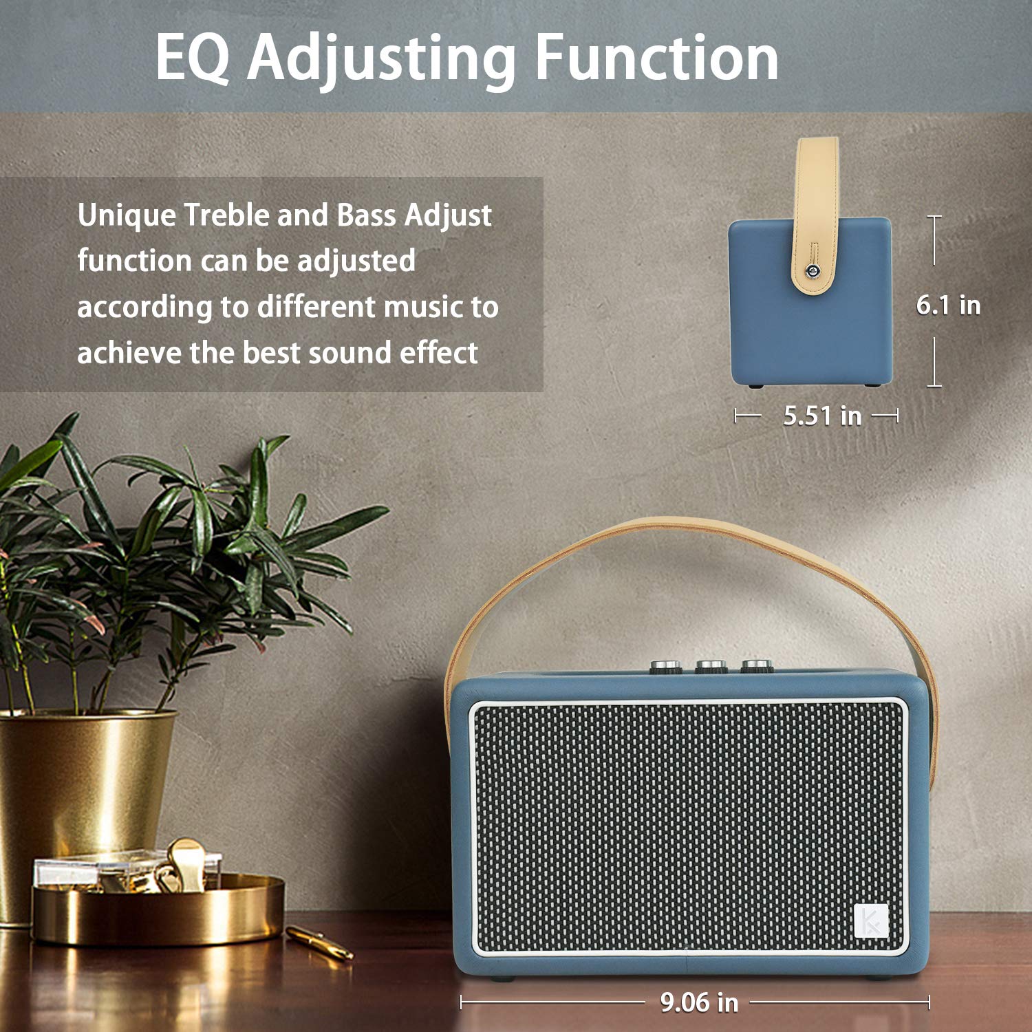 Vintage Bluetooth Speakers, Konex 40W Leather Portable Wireless Speaker, Bluetooth 4.2 Heavy Bass Music Player, 20H Long Playtim