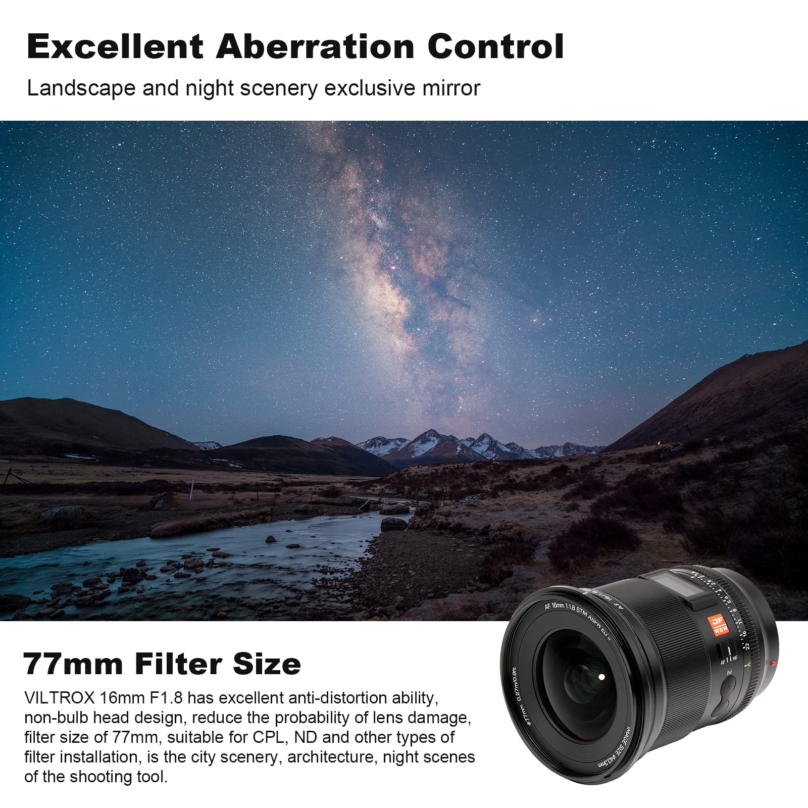 Viltrox 16Mm F1.8 F1.8 Autofocus Prime Lens For Sony E Mount Lens,Fe Large Aperture Wide-Angle Lens With Built-In Lcd Screen Com