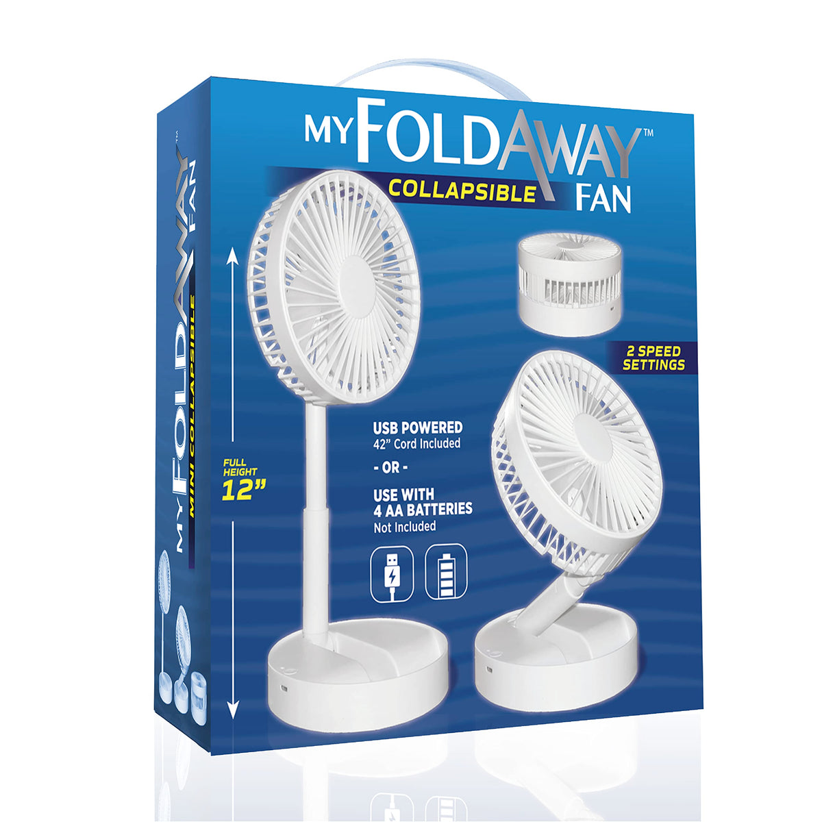 My Foldaway Fan Mini Desktop Fan | Ultra Portable Lightweight Compact Tabletop Fan | Extends Up To 12    | 2 Speed Modes | Uses