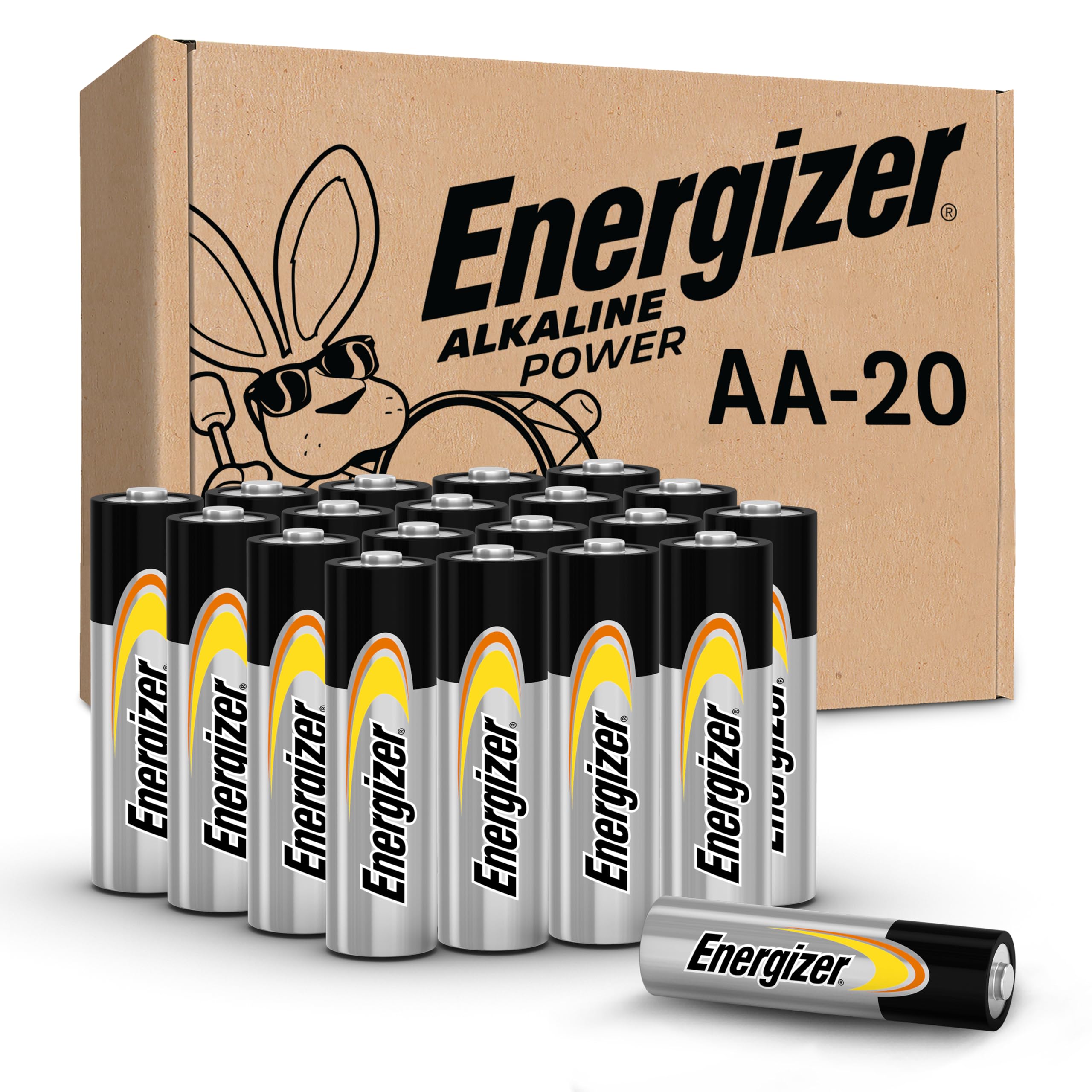 Energizer Alkaline Power Aa Batteries (20 Pack), Double A Long Lasting Alkaline Batteries