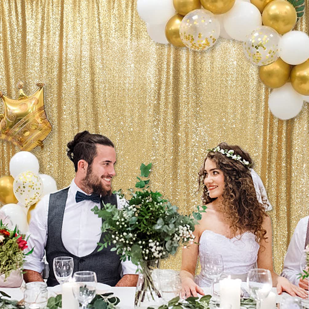 Partydelight Gold 6Ft X 8Ft Sparkly Sequin Backdrop Curtains For Wedding, Party, Room Decorations.