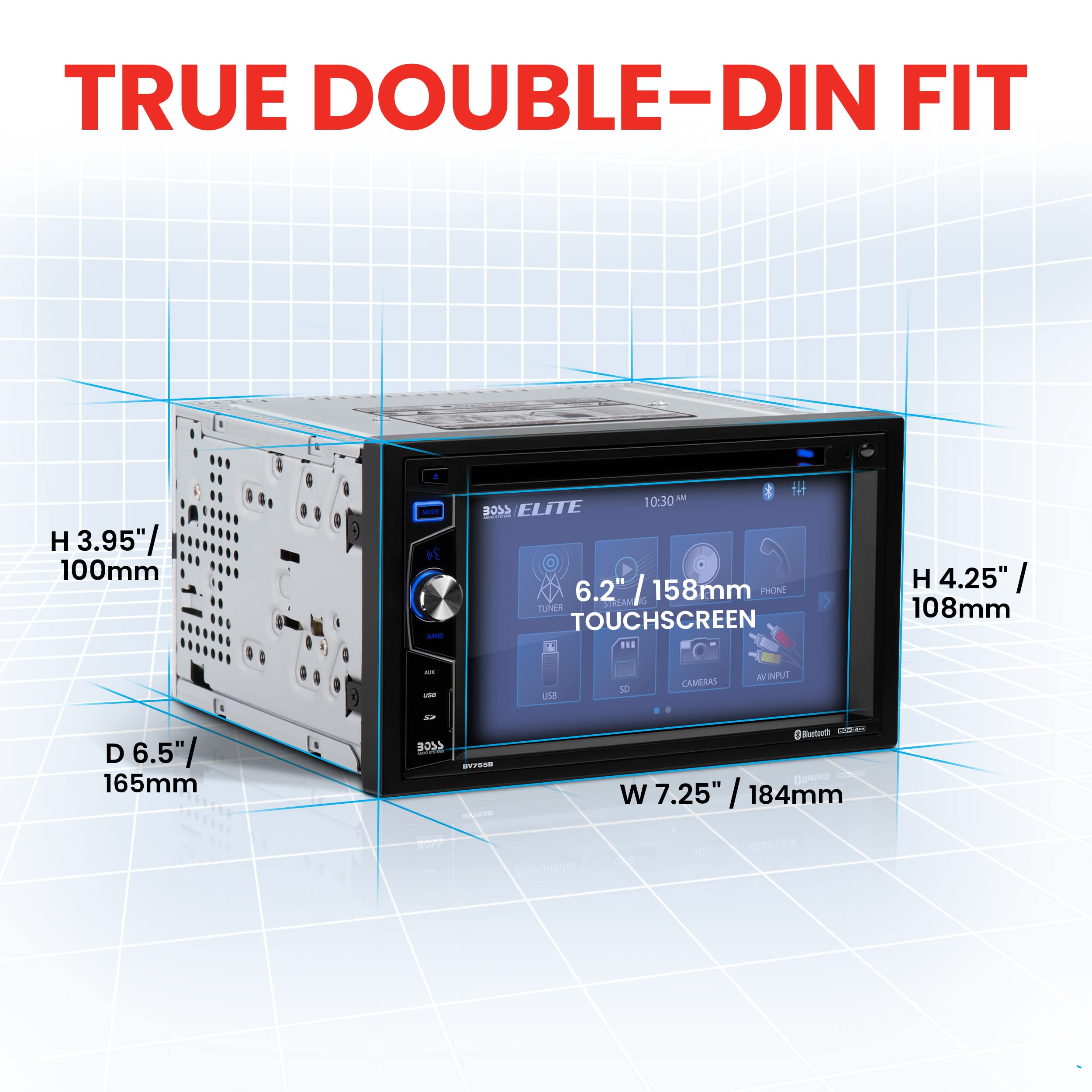 Boss Audio Systems Elite Bv755B Car Stereo System   6.2 Inch Double Din Touchscreen, Bluetooth Head Unit, Am/Fm Radio Receiver,