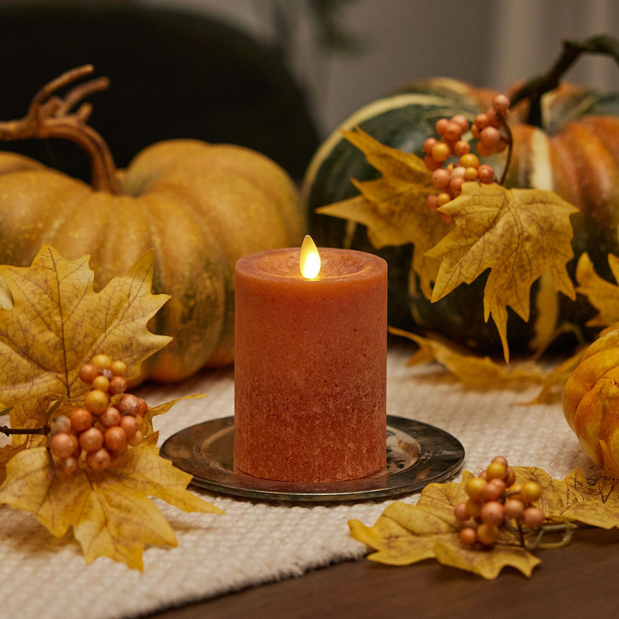 Luminara Sea Glass Flameless Candle, Adobe 3'' X 4.5'', Moving Led Flame Pillar With Timer, Battery Operated, Real Wax, Unscente