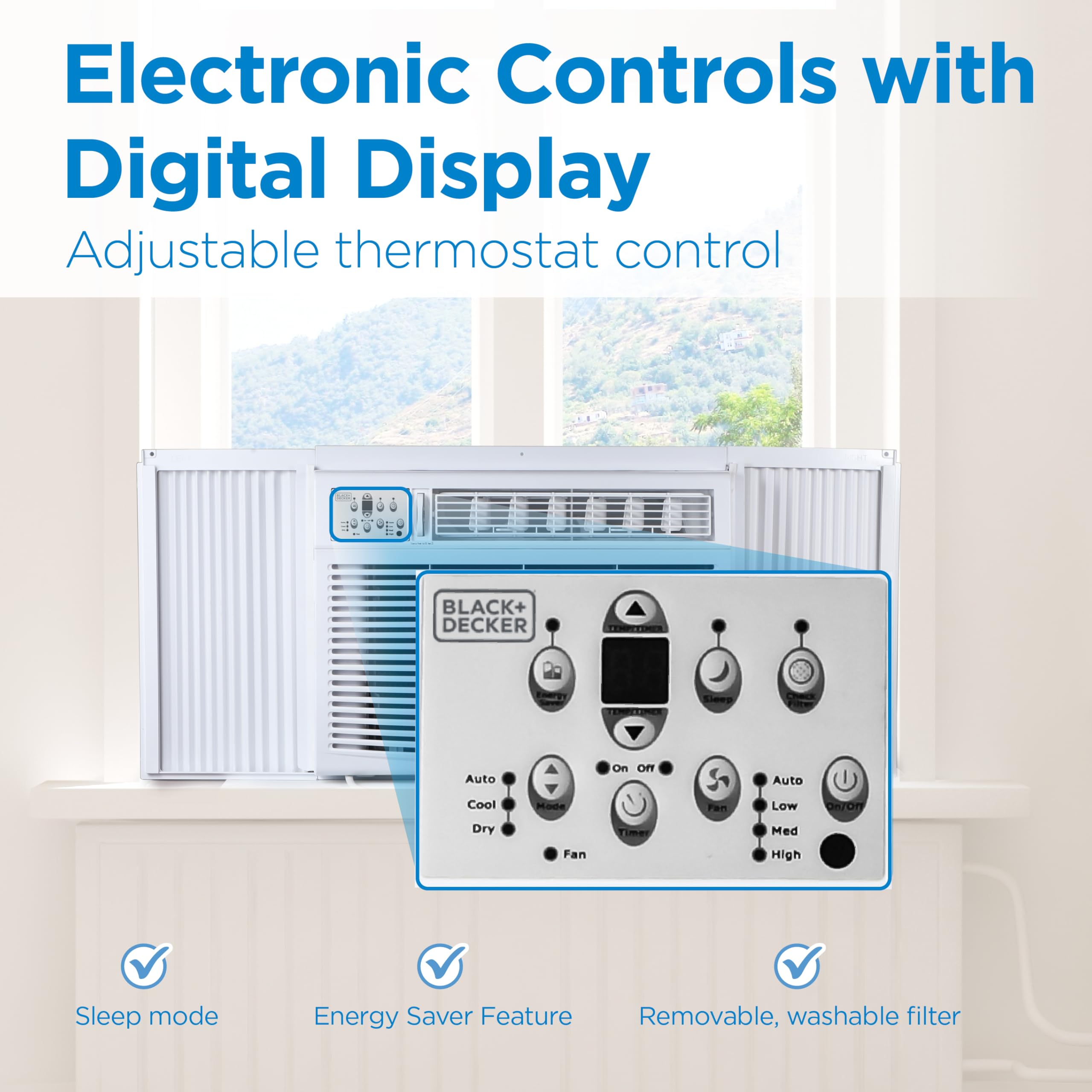 Black+Decker Window Or Through The Wall Air Conditioner 18000 Btu, Ac Window Unit Cools Up To 1000 Square Feet, Window Ac Unit W