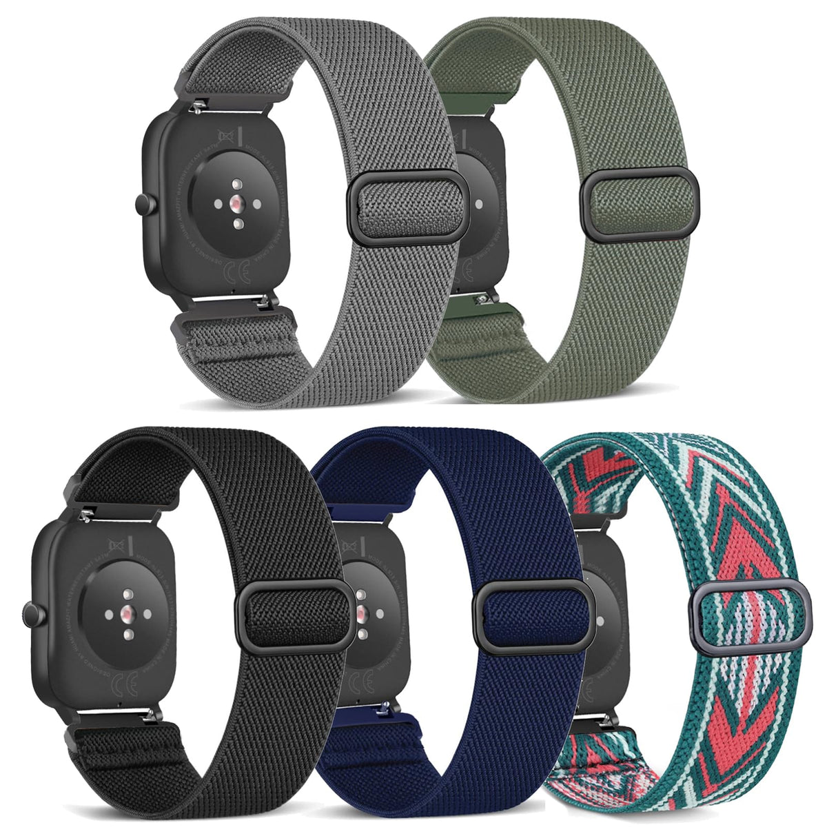 Vicrior Stretchy Nylon Solo Loop Watch Bands For Amazfit Gts/Gts 2/Gts 2E/Gts 2 Mini/Gts 3/Gts 4 Mini/Gts 4/Gtr Mini, Elastic Br
