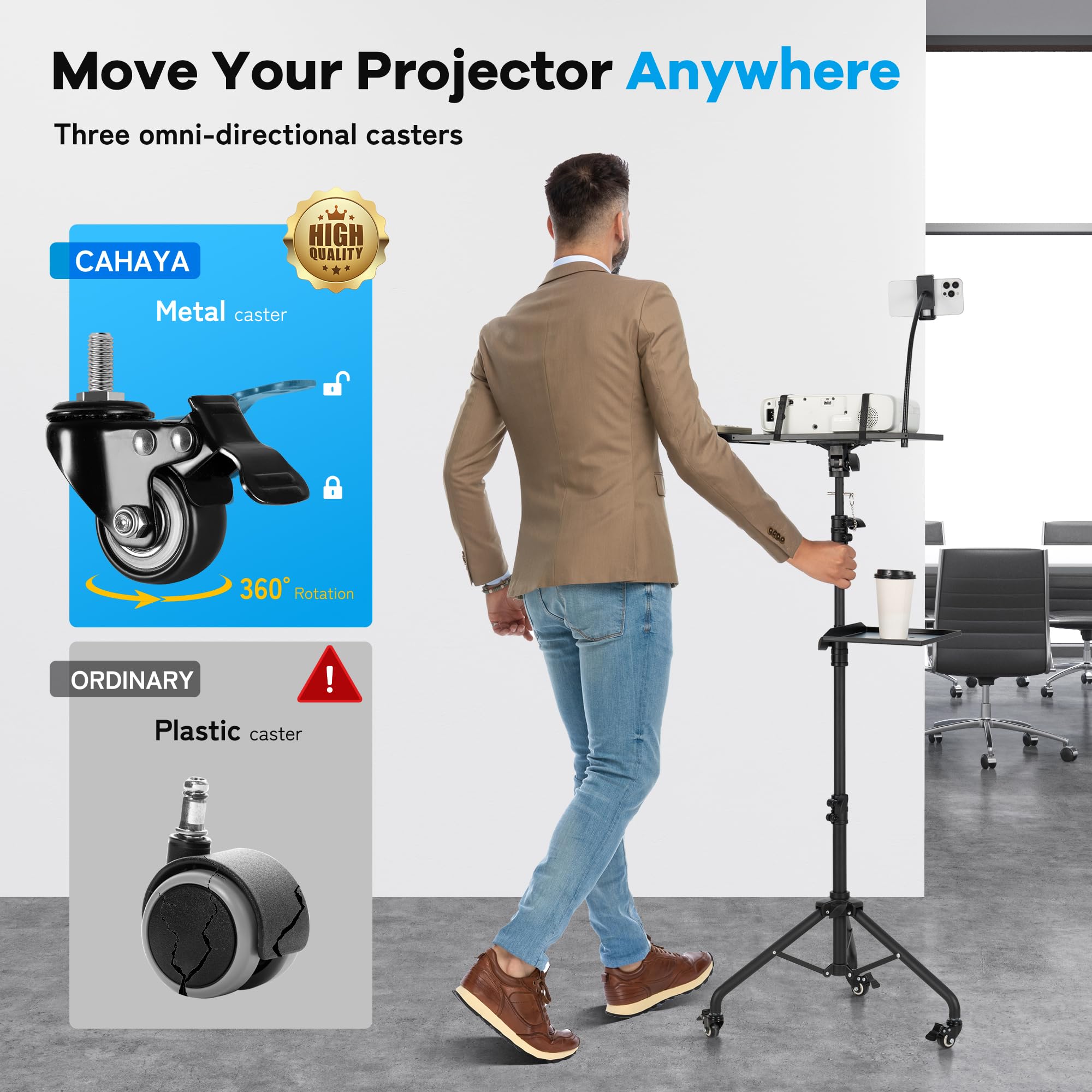 Cahaya Projector Tripod Stand With Casters: Projector Stand 28 54In Height Adjustable Multifunctional Universal Laptop Stand Dj