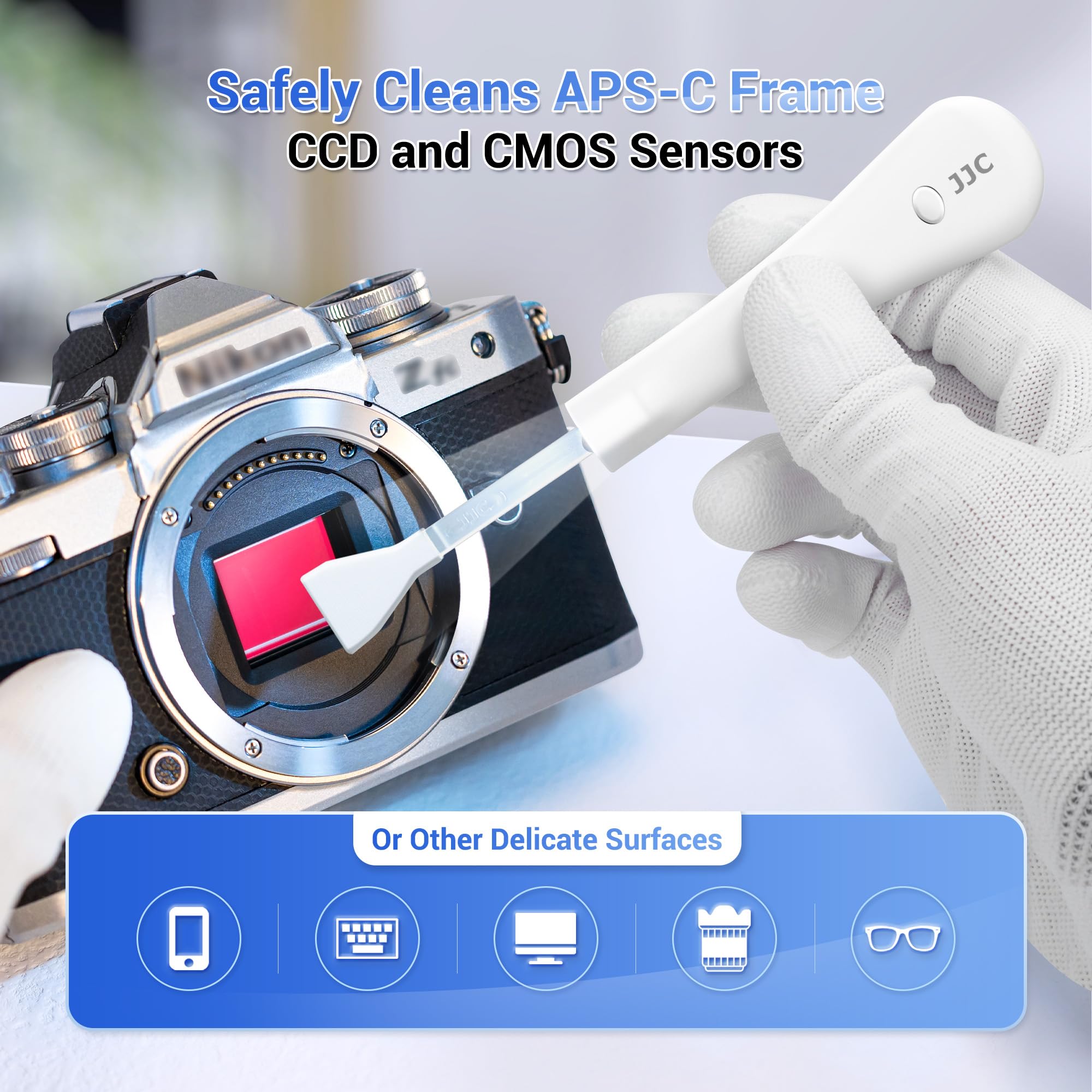 Upgraded Camera Sensor Cleanning Kit Cleaner Set With Bright Built In Light Cleaning Handle & 10Pcs 16Mm Aps C Sensor Cleaning S
