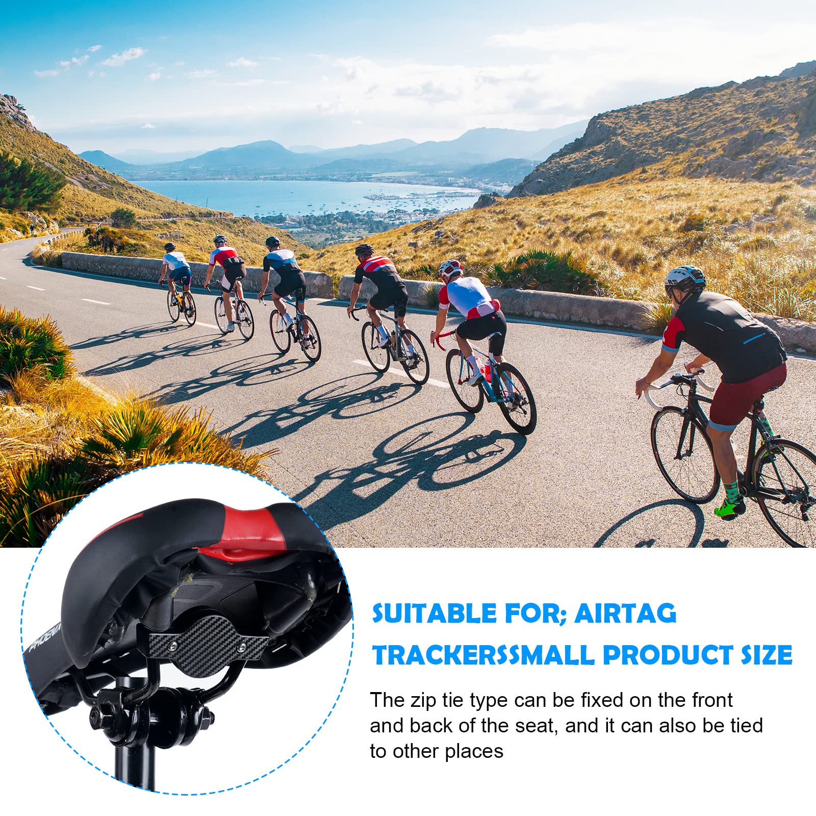 Ainiv Airtag Bicycle Mount, Airtag Bike Mount Holder, Water Resistant Anti Shake Bike Mount Holder, Hidden Under Seat Cases Prot