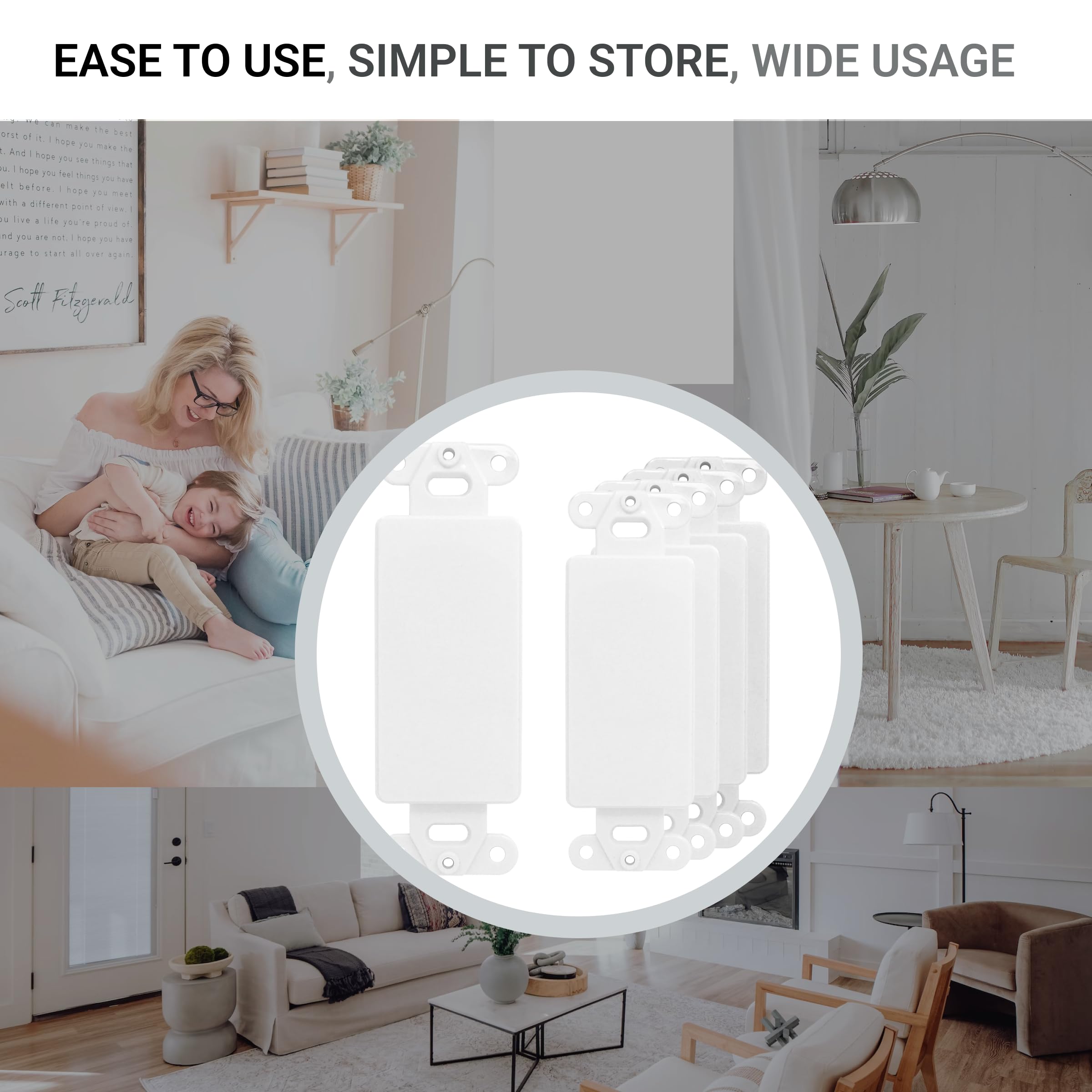 Quickport Decora Keystone Insert, 0 Blank Port, 5 Pack White 5Pk Dec Blank