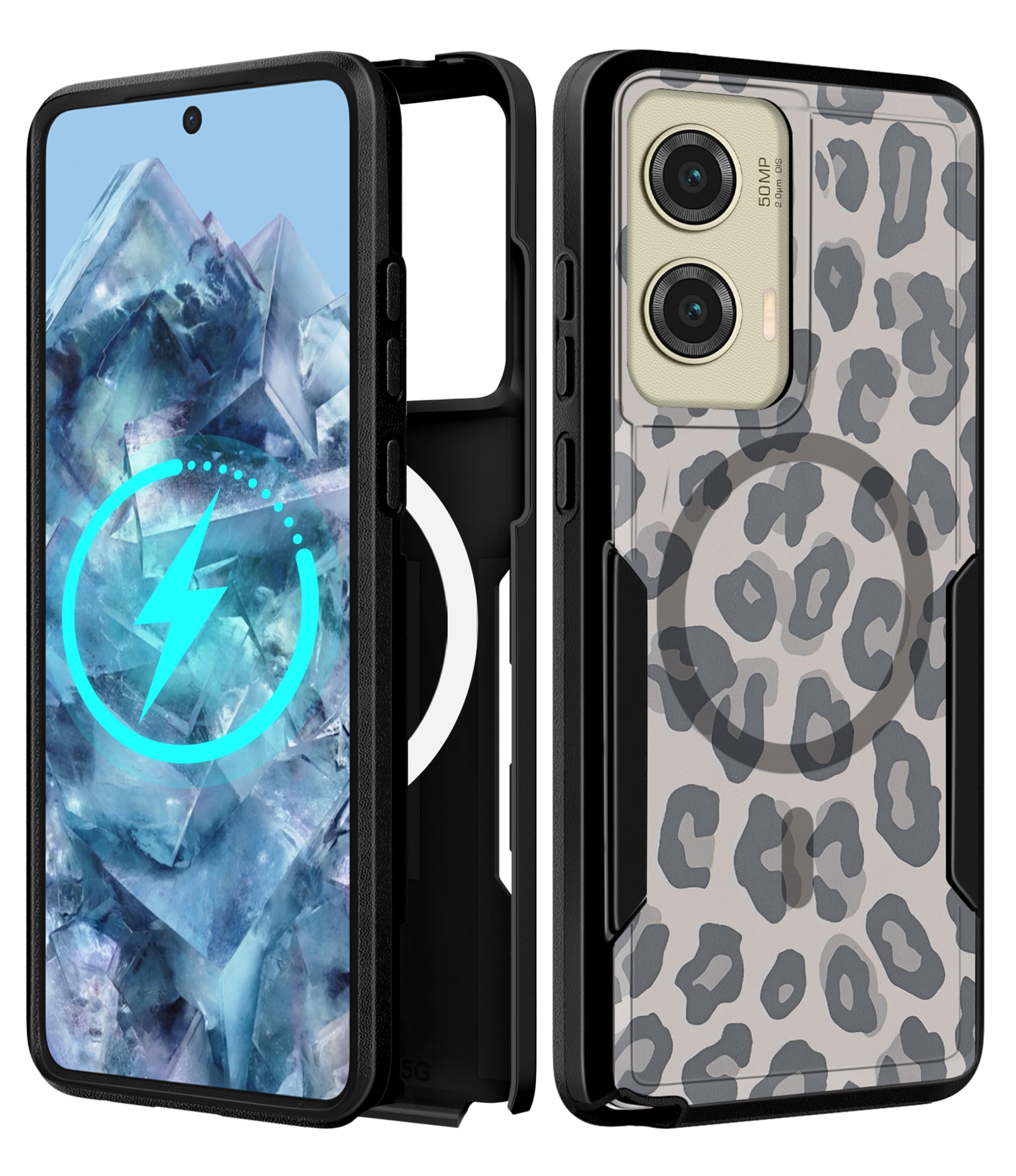 LISEVO for Moto G Stylus 5G 2024 Case - Compatible with MagSafe Women Girls Cute Magnetic Phone Cover Cool Fun Unique Leopard He
